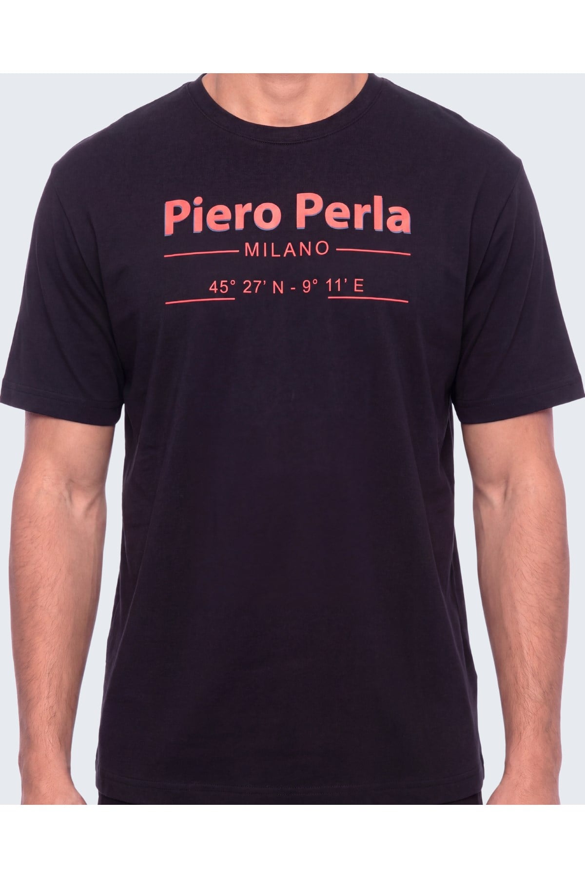 Erkek Bisiklet Yaka Milano Koordinat Baskı Detaylı Oversize Fit T-Shirt
