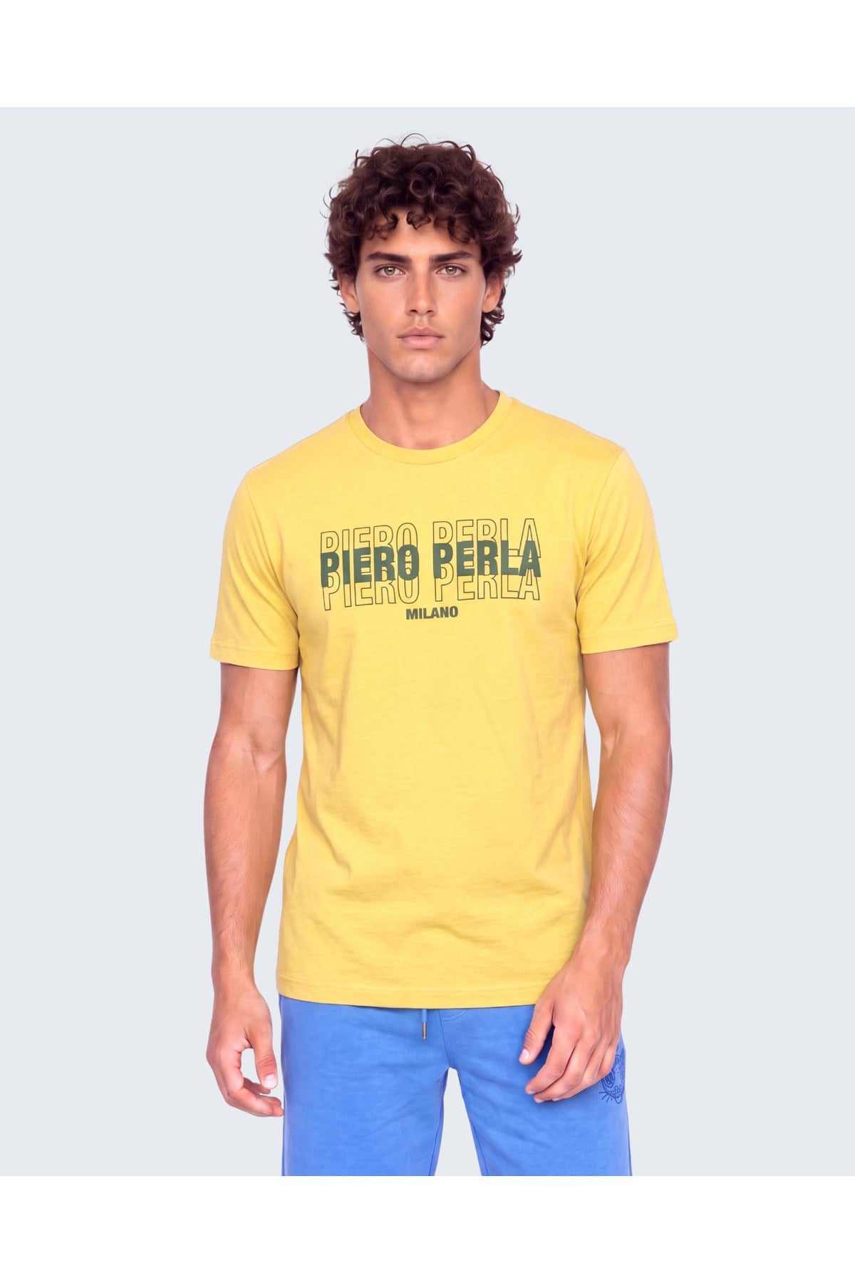 Erkek Bisiklet Yaka Yüksek Baskı Detaylı Regular Fit T-Shirt