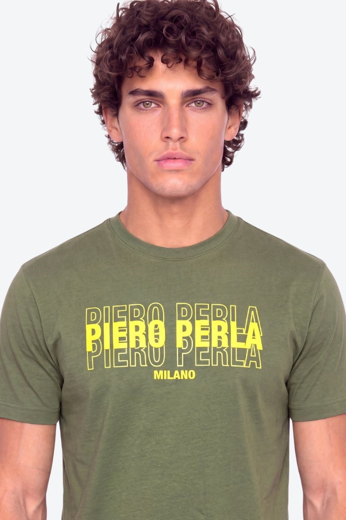 Erkek Bisiklet Yaka Yüksek Baskı Detaylı Regular Fit T-Shirt