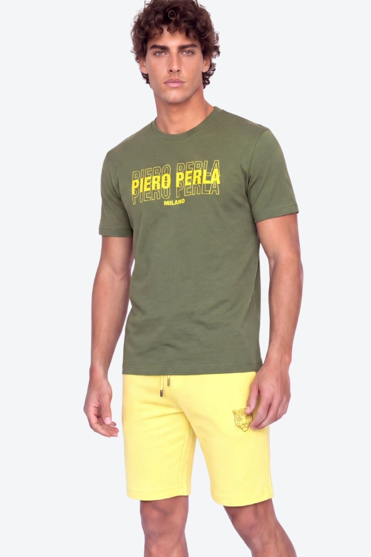 Erkek Bisiklet Yaka Yüksek Baskı Detaylı Regular Fit T-Shirt