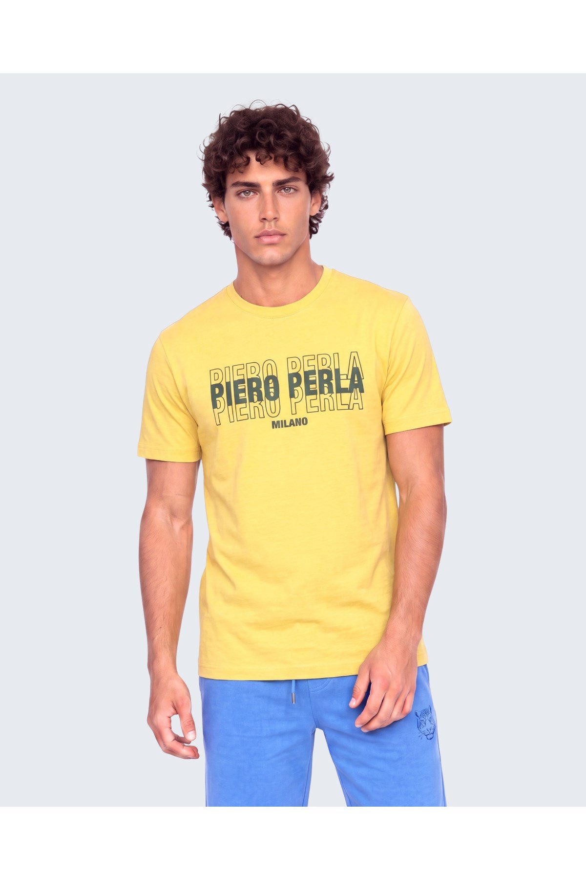 Erkek Bisiklet Yaka Yüksek Baskı Detaylı Regular Fit T-Shirt