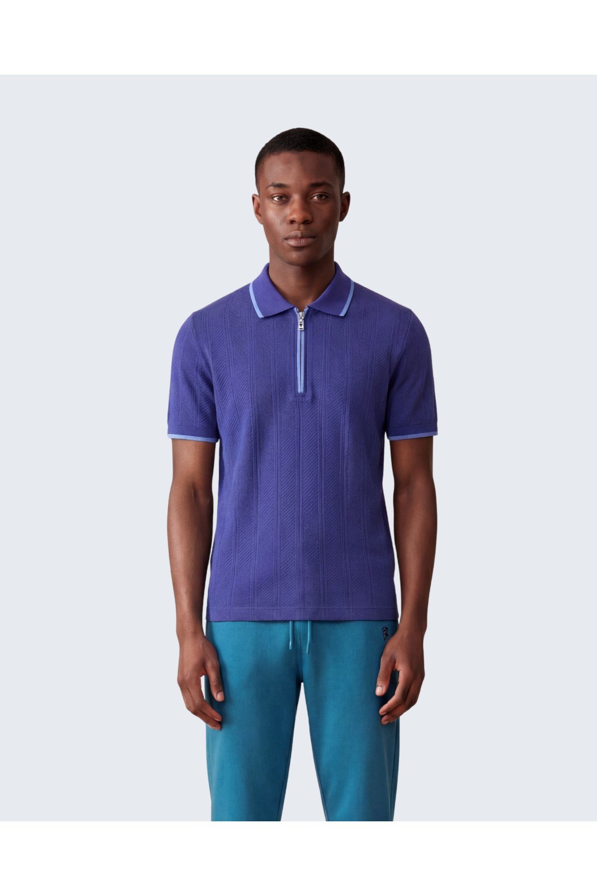 Erkek Fermuar Detaylı Slim Fit Polo Yaka T-Shirt