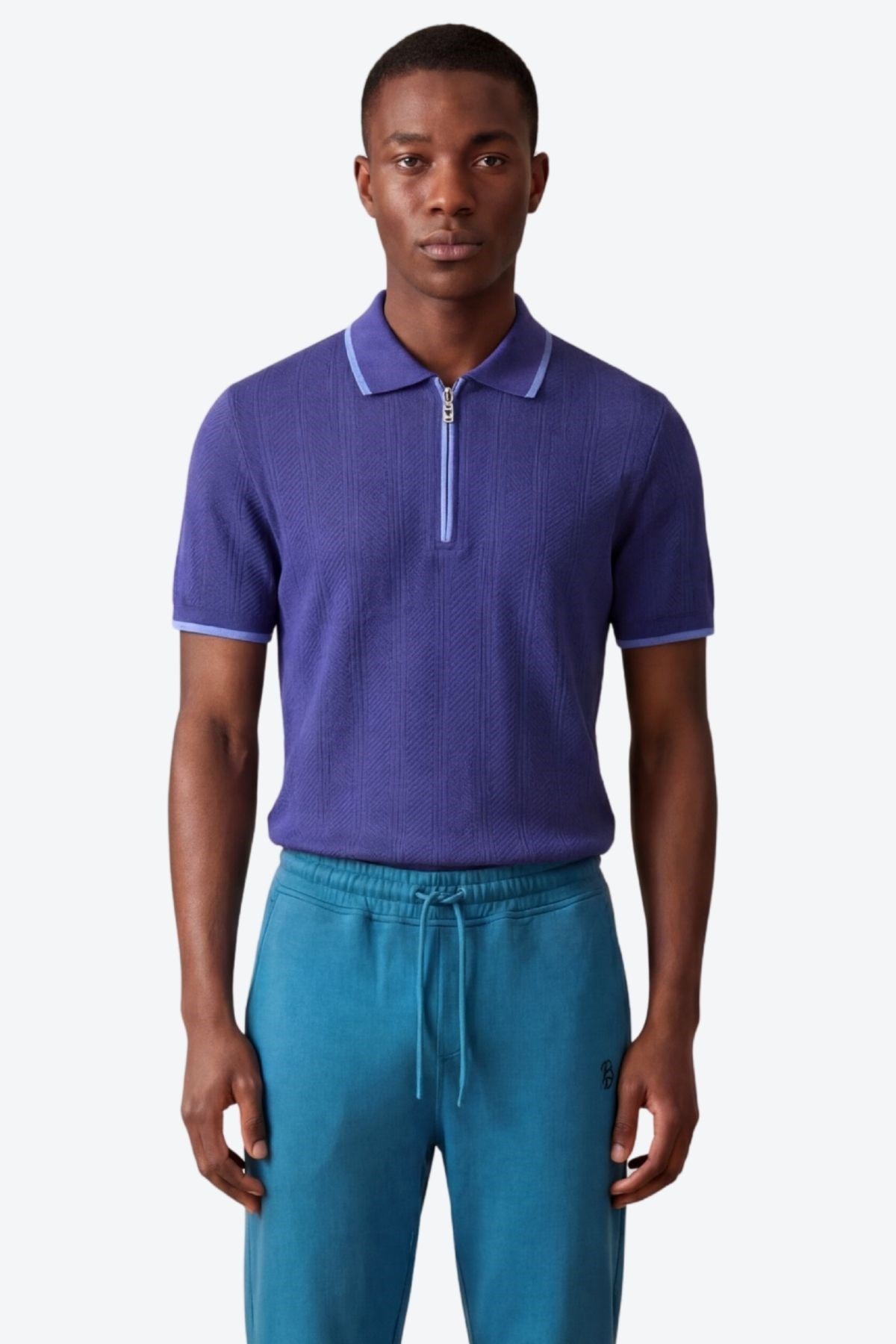 Erkek Fermuar Detaylı Slim Fit Polo Yaka T-Shirt