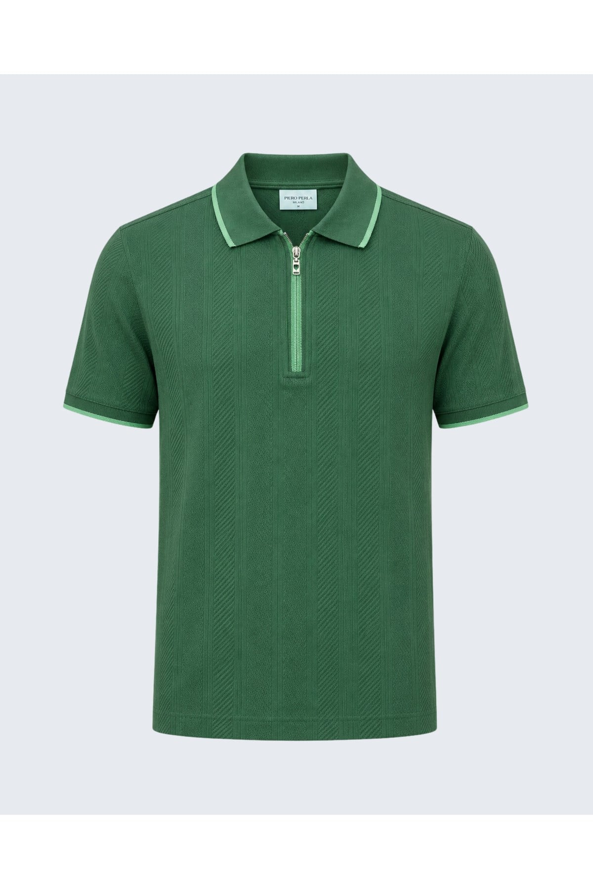 Erkek Fermuar Detaylı Slim Fit Polo Yaka T-Shirt
