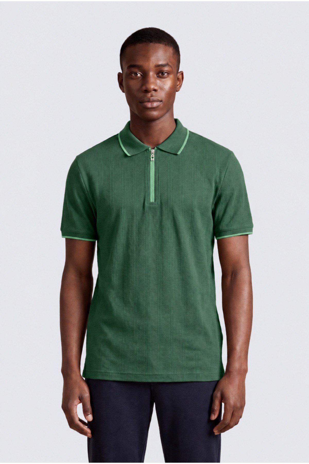 Erkek Fermuar Detaylı Slim Fit Polo Yaka T-Shirt