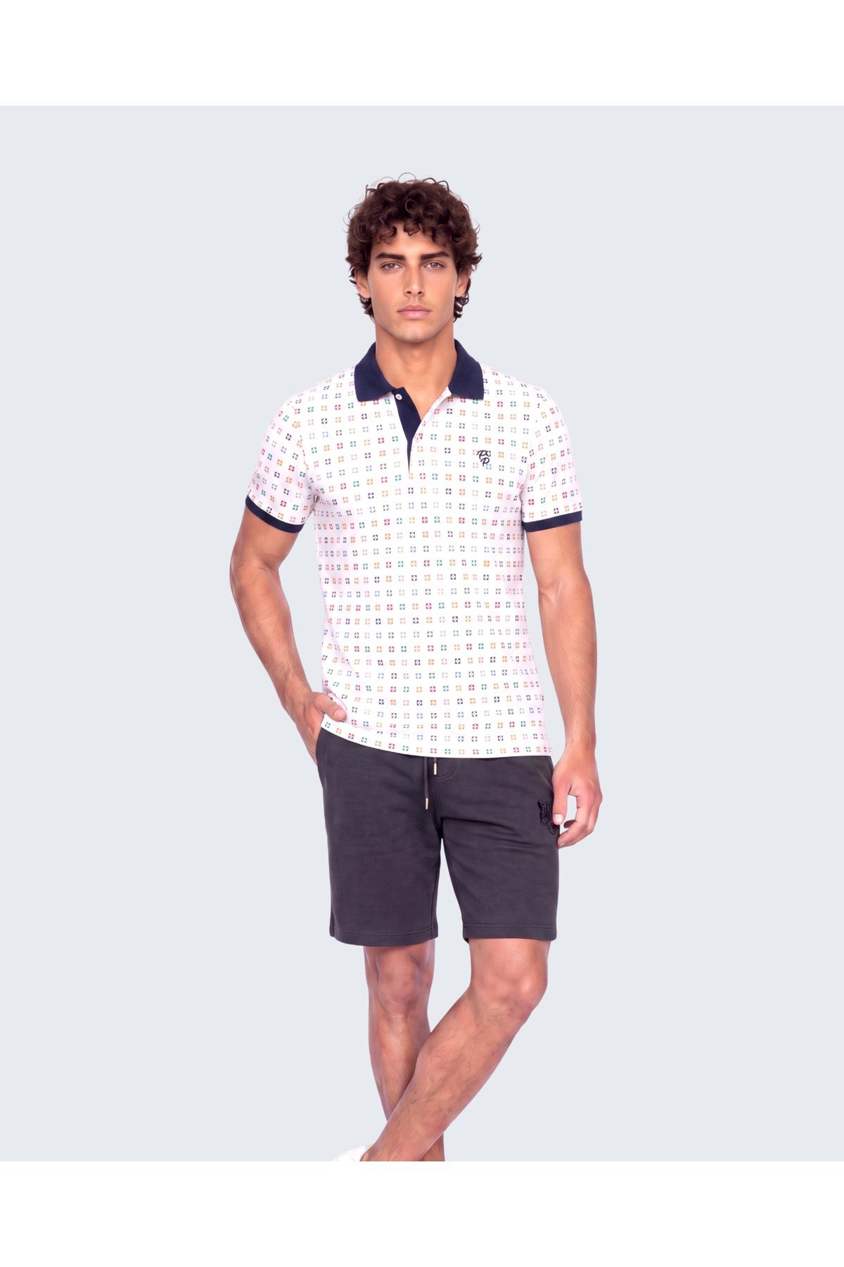 Erkek Metraj Baskı Detaylı Slim Fit Polo Yaka T-Shirt