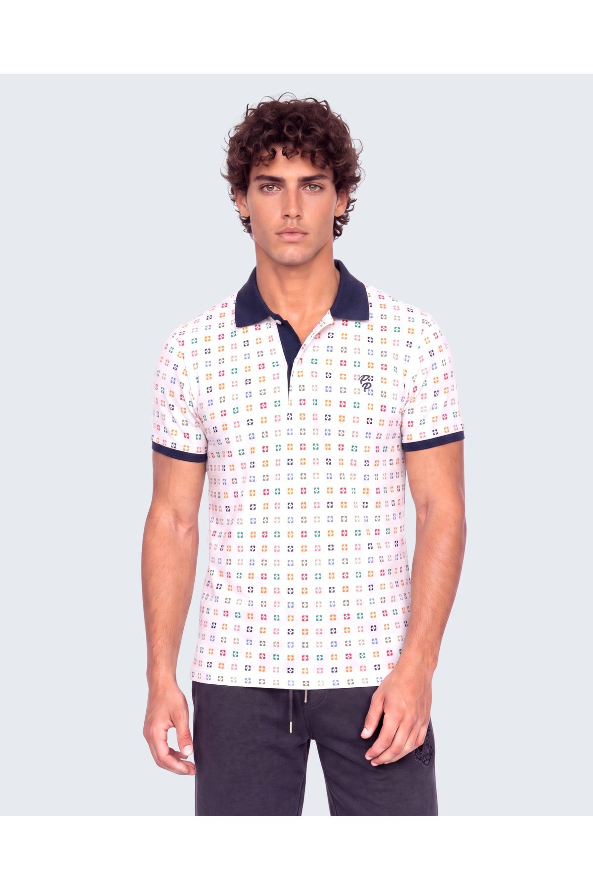 Erkek Metraj Baskı Detaylı Slim Fit Polo Yaka T-Shirt