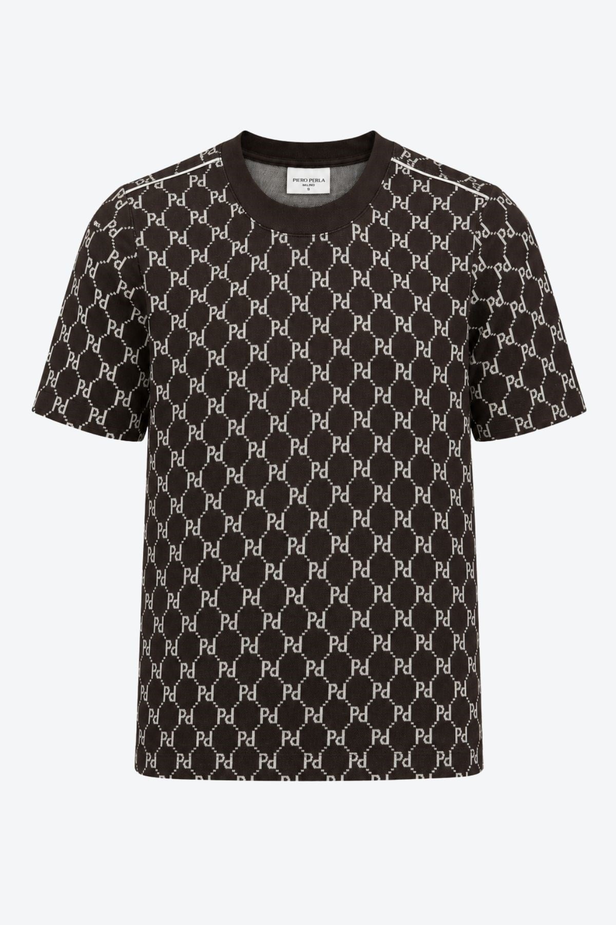 İmza Monogram Desen Detaylı Bisiklet Yaka Regular Fit Kadın T-Shirt