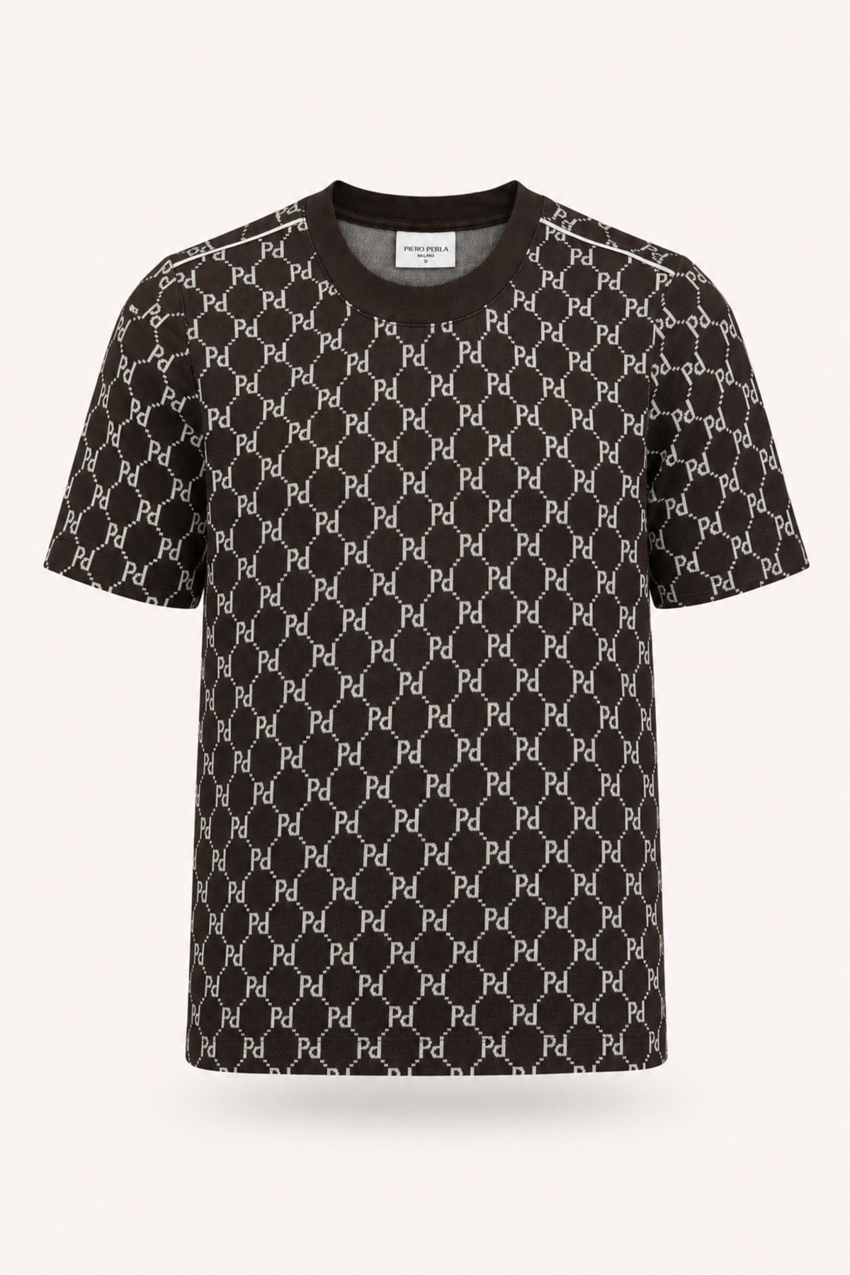 İmza Monogram Desen Detaylı Bisiklet Yaka Regular Fit Kadın T-Shirt