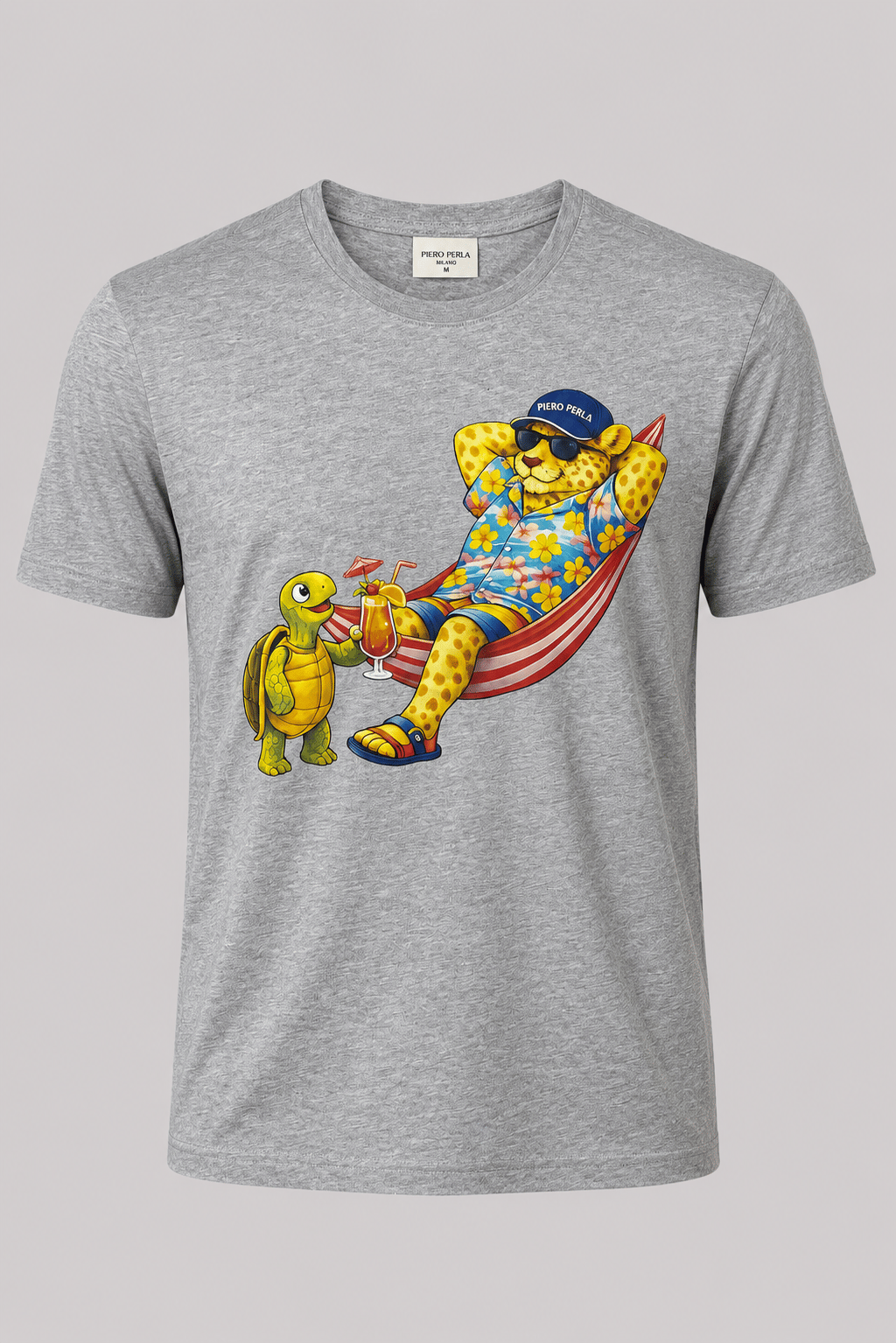 Jaguar Baskı Detaylı Bisiklet Yaka Regular Fit Erkek Gri T-Shirt