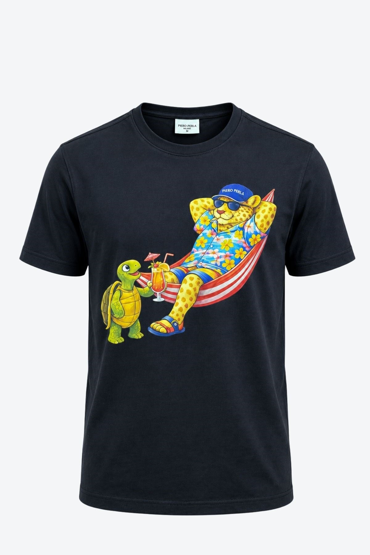Jaguar Baskı Detaylı Bisiklet Yaka Regular Fit Erkek Siyah T-Shirt