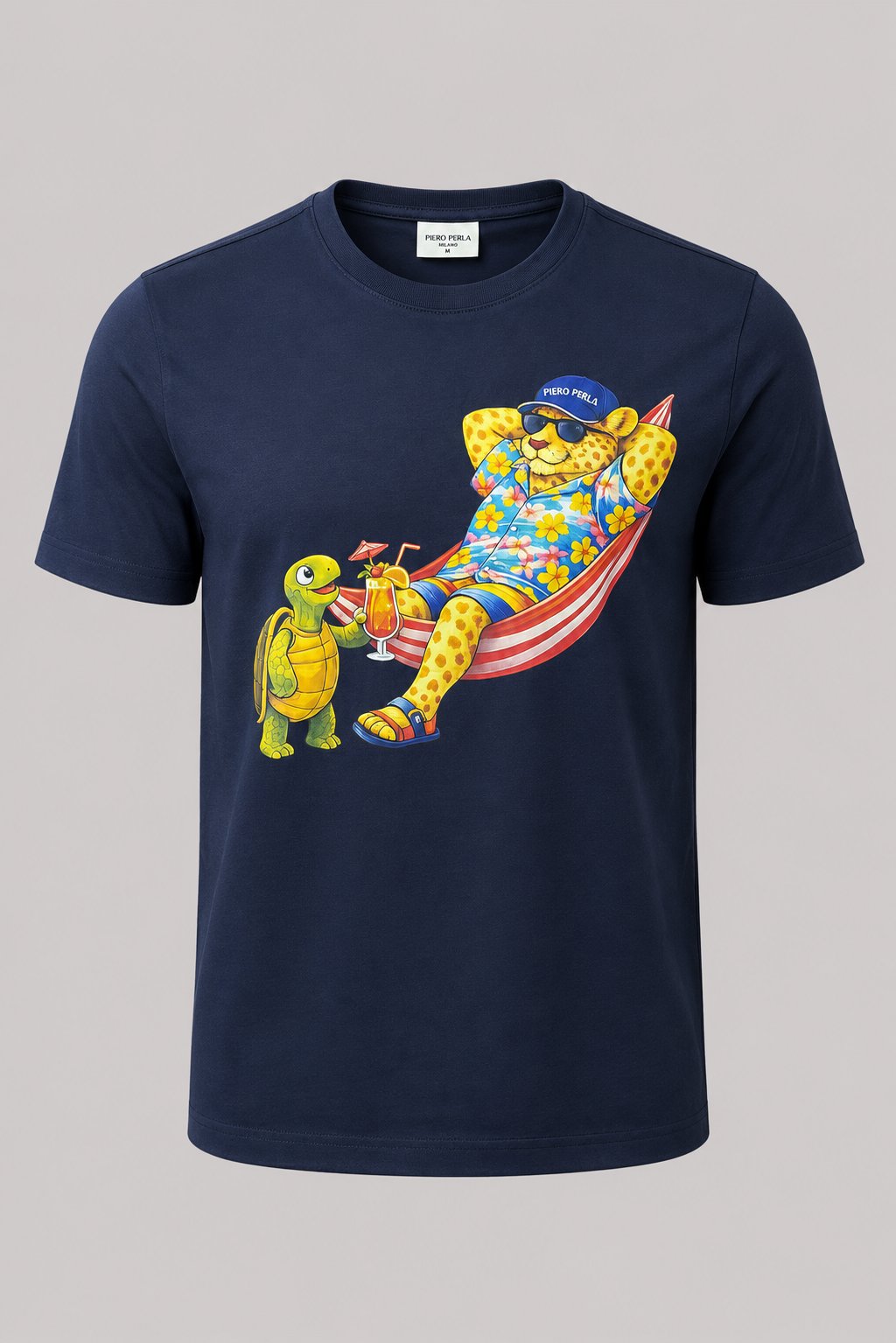 Jaguar Baskı Detaylı Bisiklet Yaka Regular Fit Erkek Lacivert T-Shirt