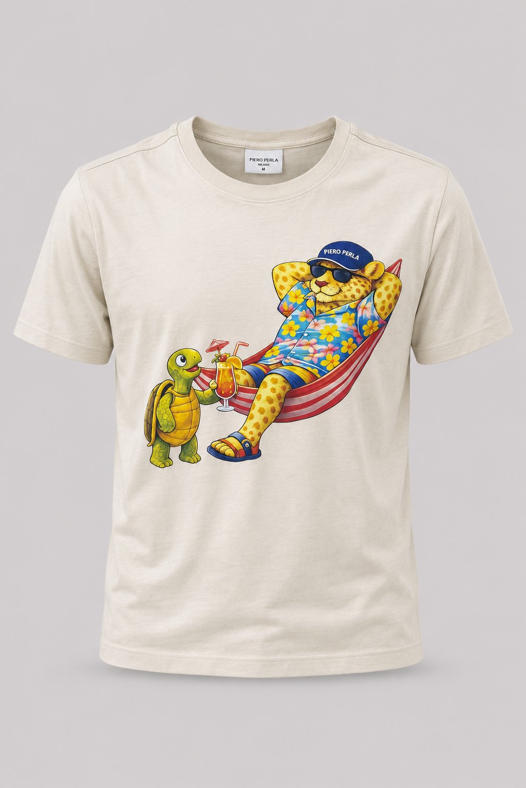 Jaguar Baskı Detaylı Bisiklet Yaka Regular Fit Erkek Sütlü Kahve T-Shirt
