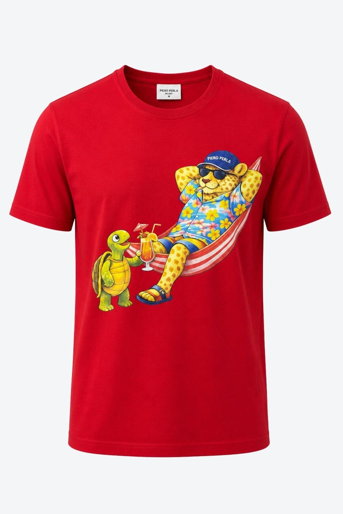 Jaguar Baskı Detaylı Bisiklet Yaka Regular Fit Erkek Kırmızı T-Shirt