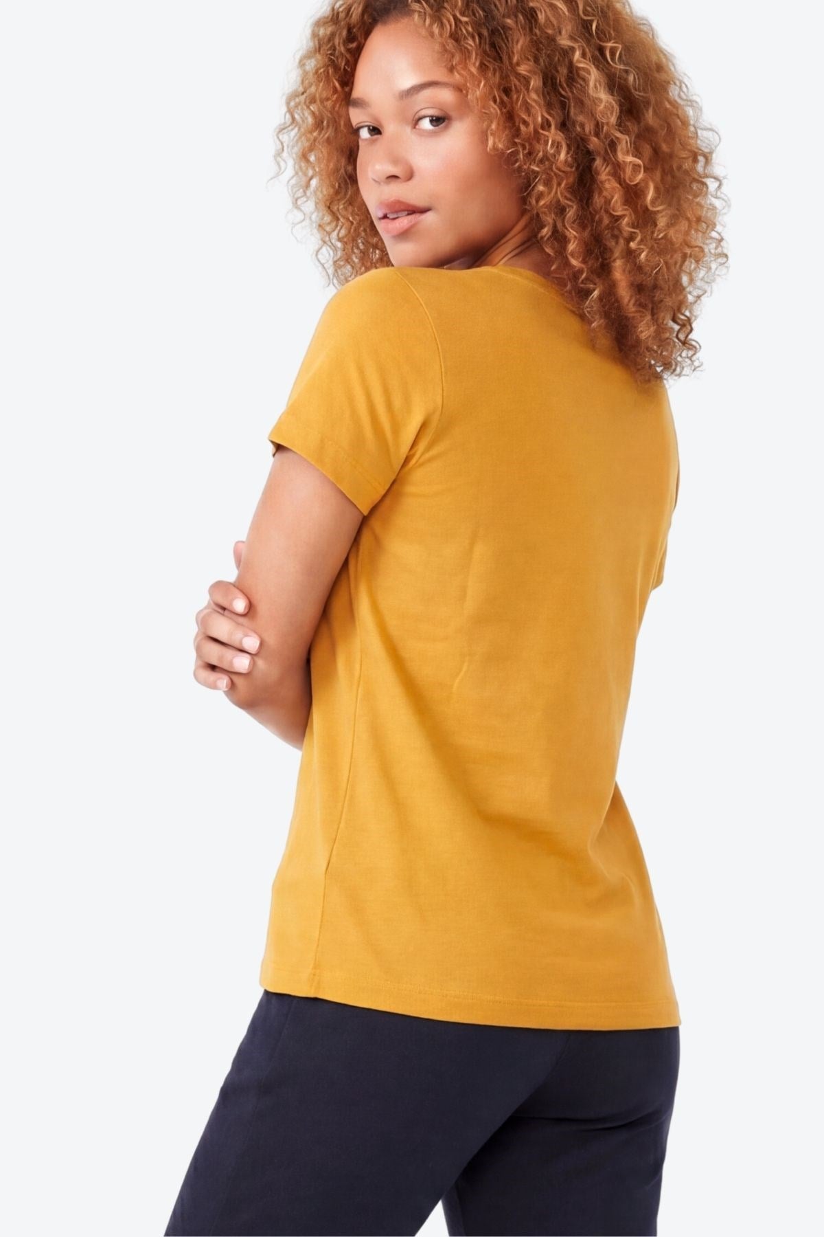 Jaguar Baskı Detaylı Bisiklet Yaka Slim Fit Kadın Hardal T-Shirt