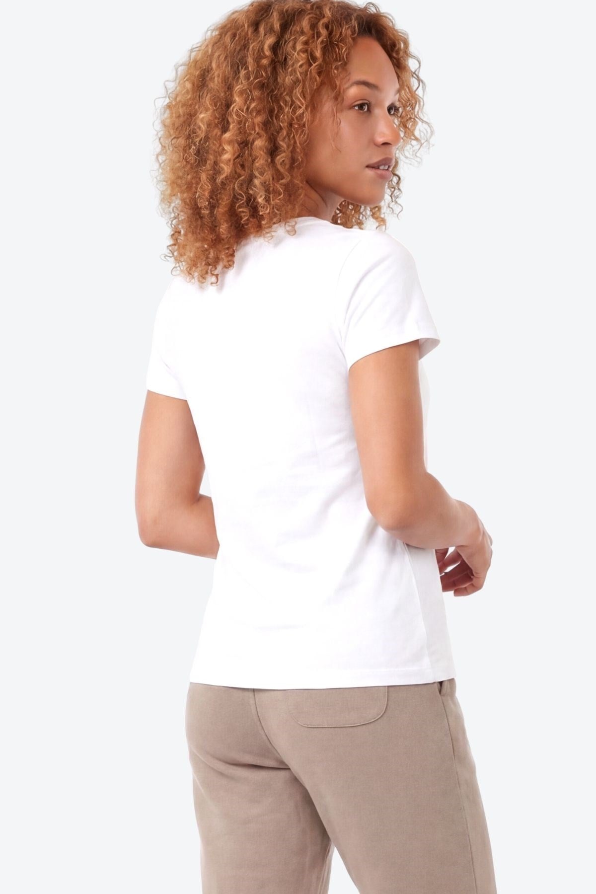 Jaguar Baskı Detaylı Bisiklet Yaka Slim Fit Kadın Beyaz T-Shirt