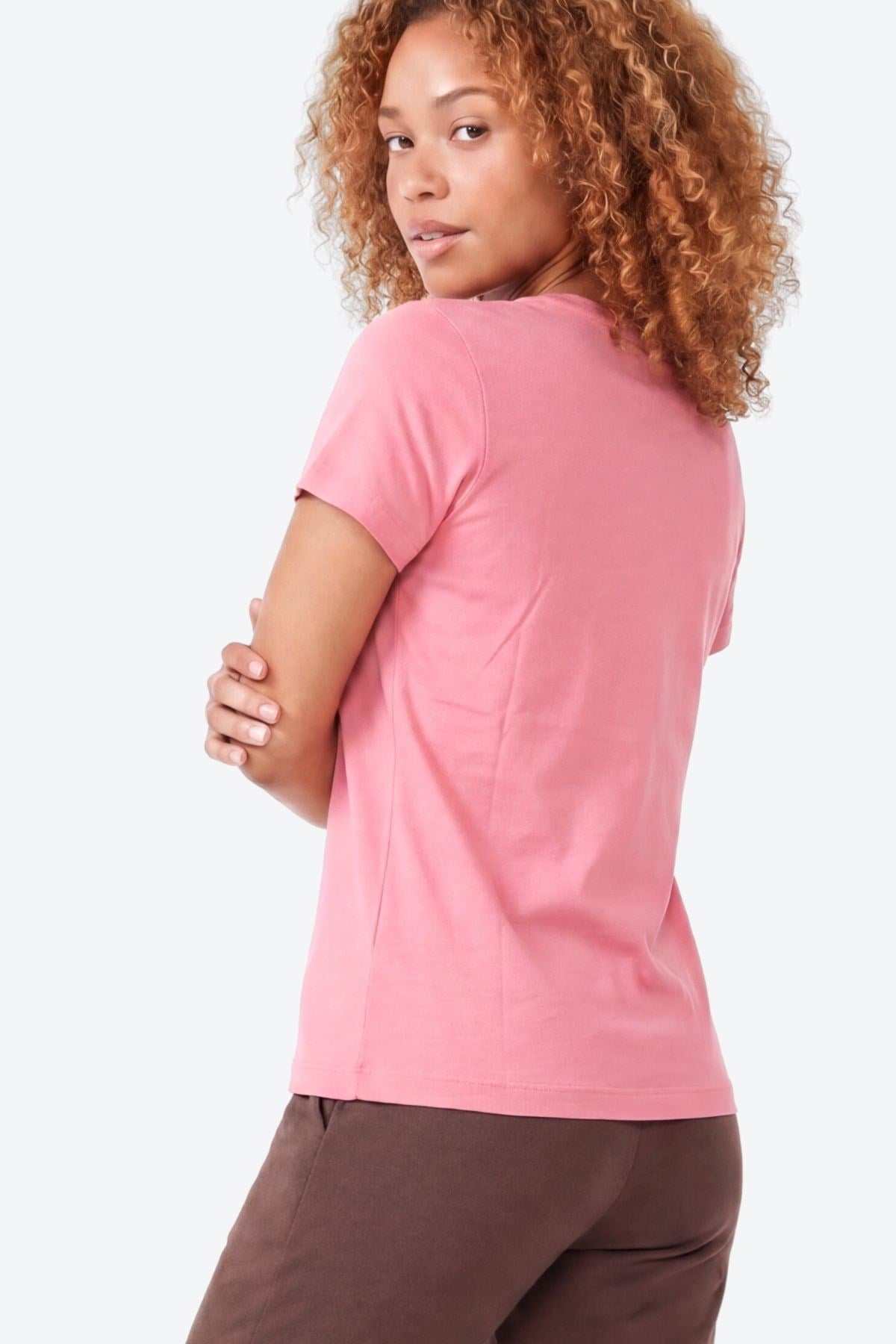 Jaguar Baskı Detaylı Bisiklet Yaka Slim Fit Kadın Pembe T-Shirt
