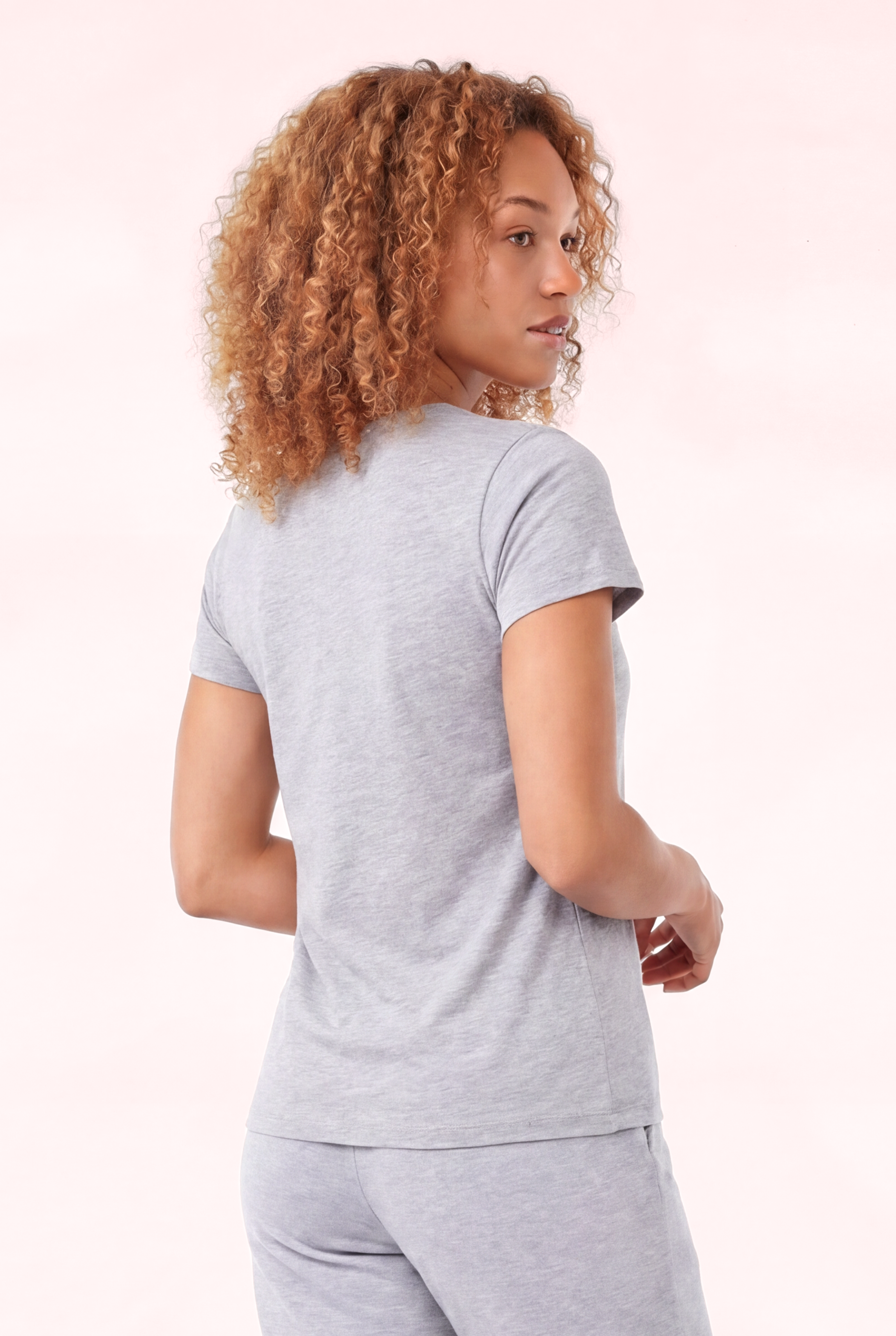 Jaguar Baskı Detaylı Bisiklet Yaka Slim Fit Kadın Gri T-Shirt