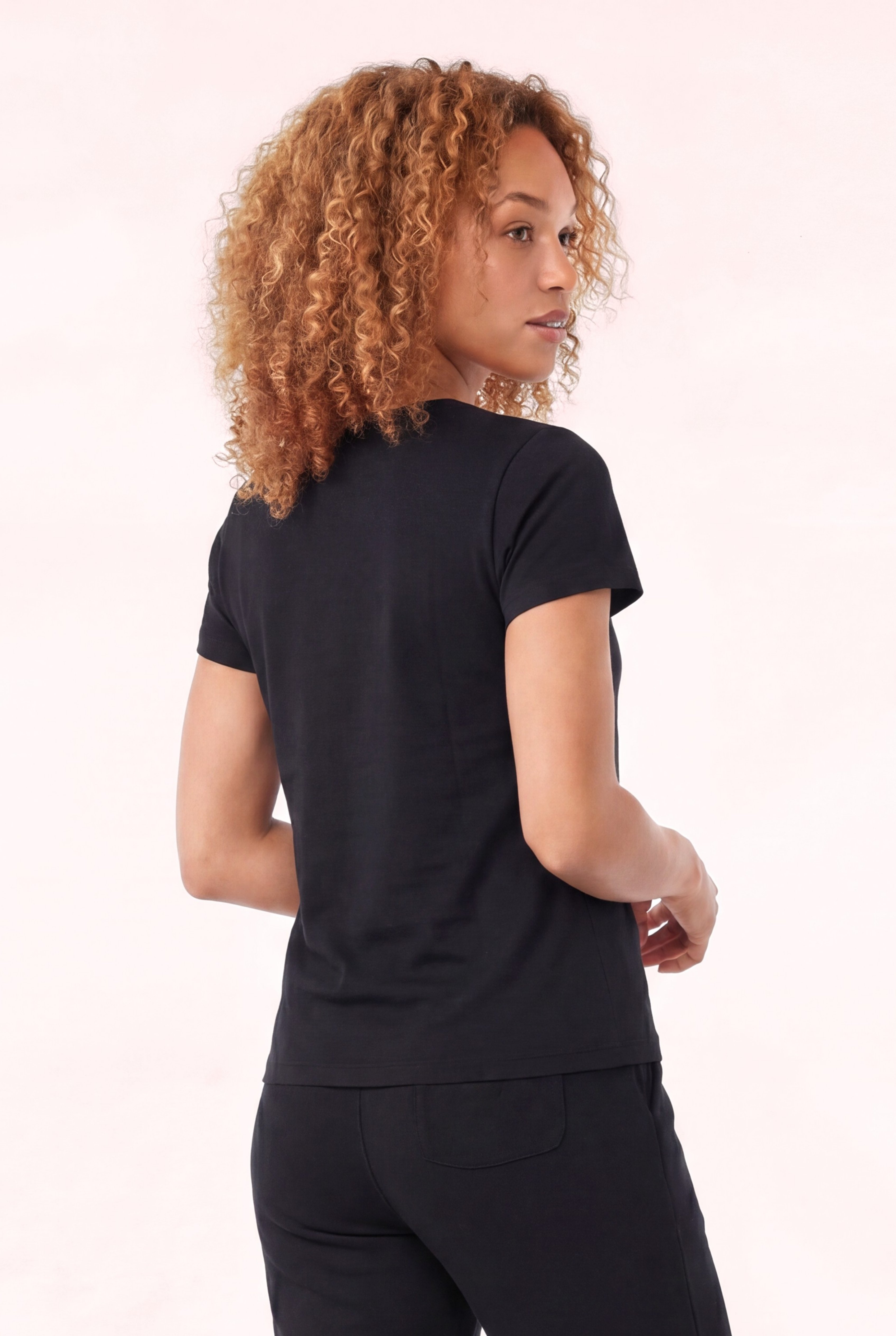 Jaguar Baskı Detaylı Bisiklet Yaka Slim Fit Kadın Siyah T-Shirt