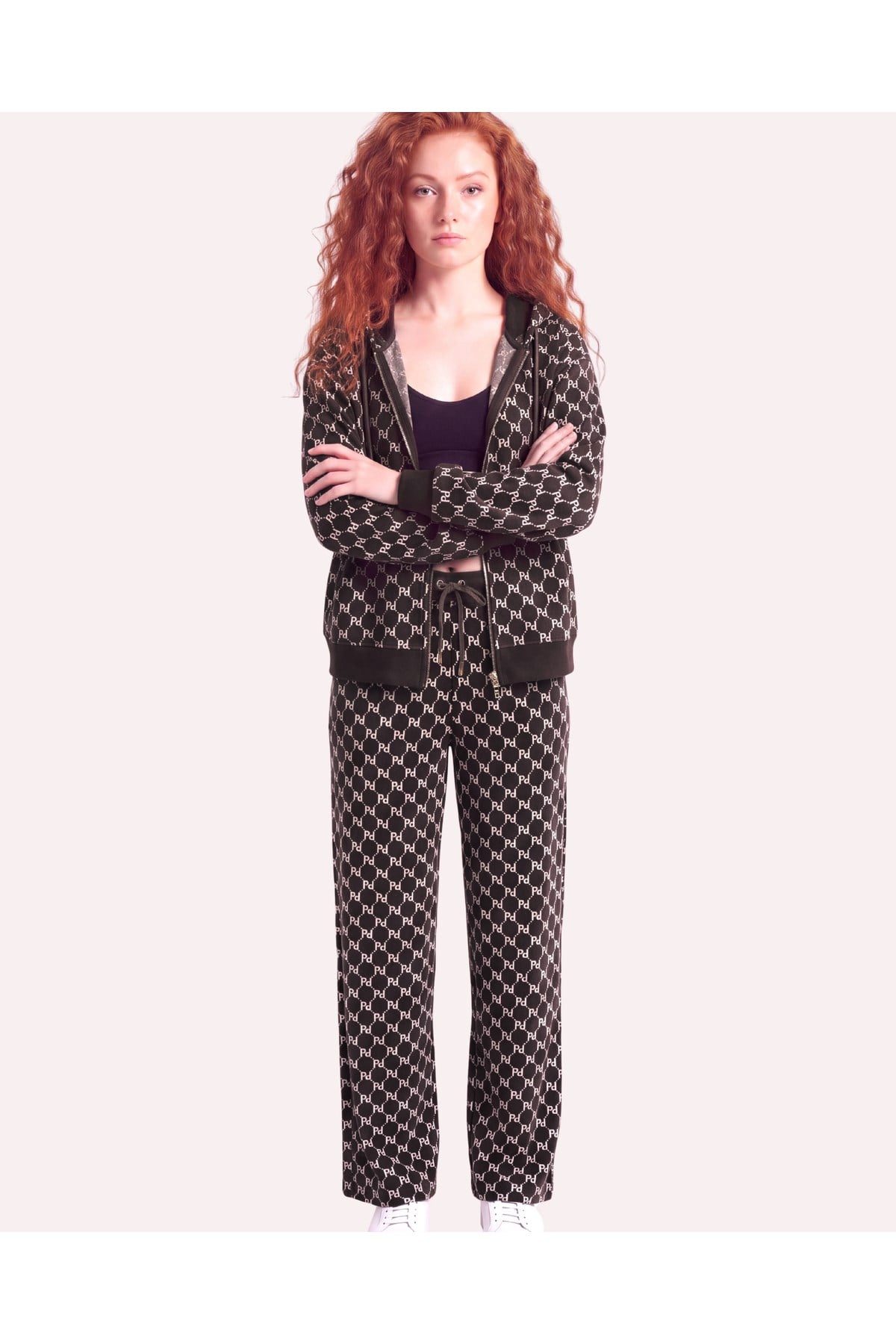 Kadın İmza Monogram Desen Detaylı Loose Fit Eşofman Altı