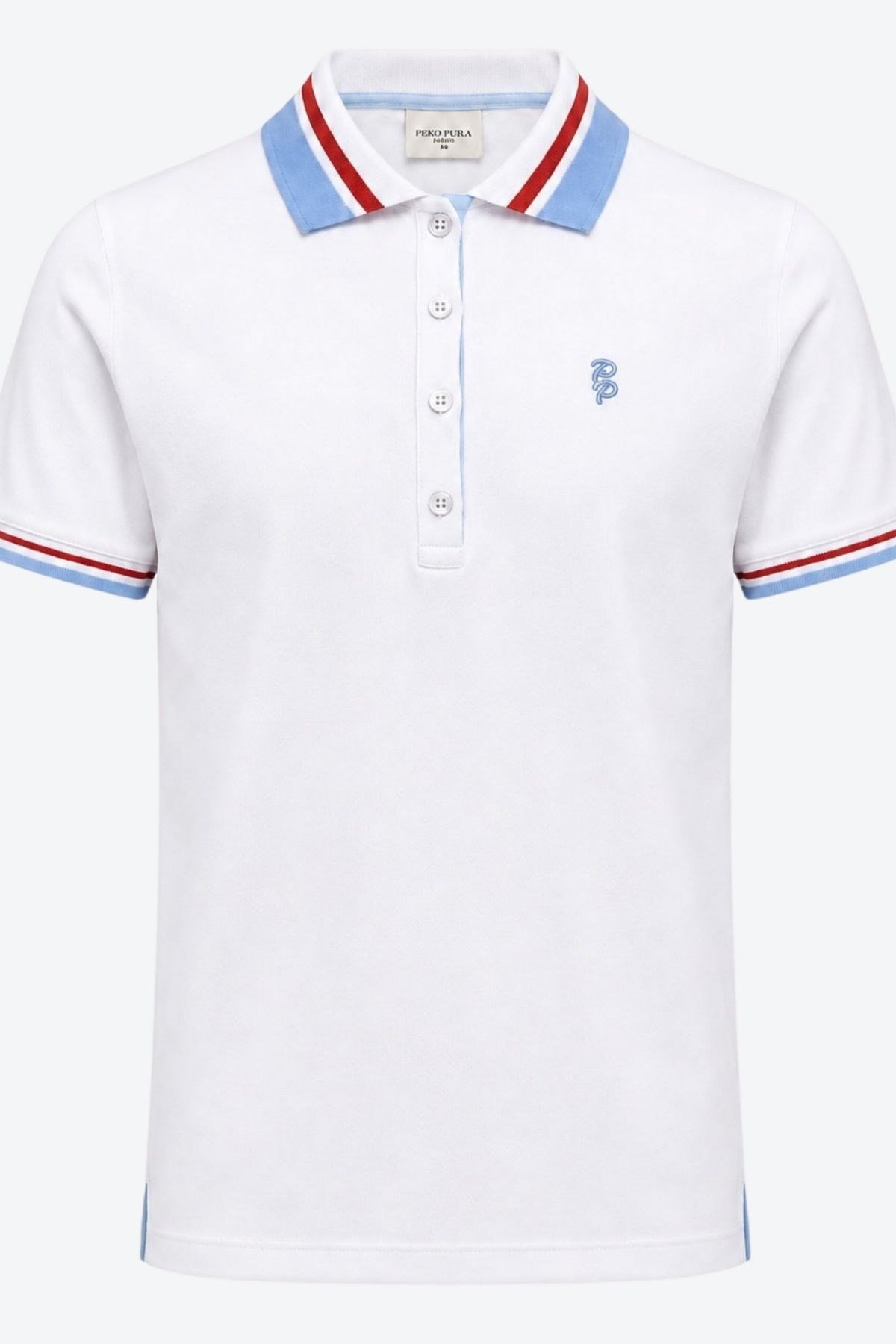 Kadın PP Eva Nakış Detaylı Ayaksız Yaka Slim Fit Polo Yaka T-Shirt
