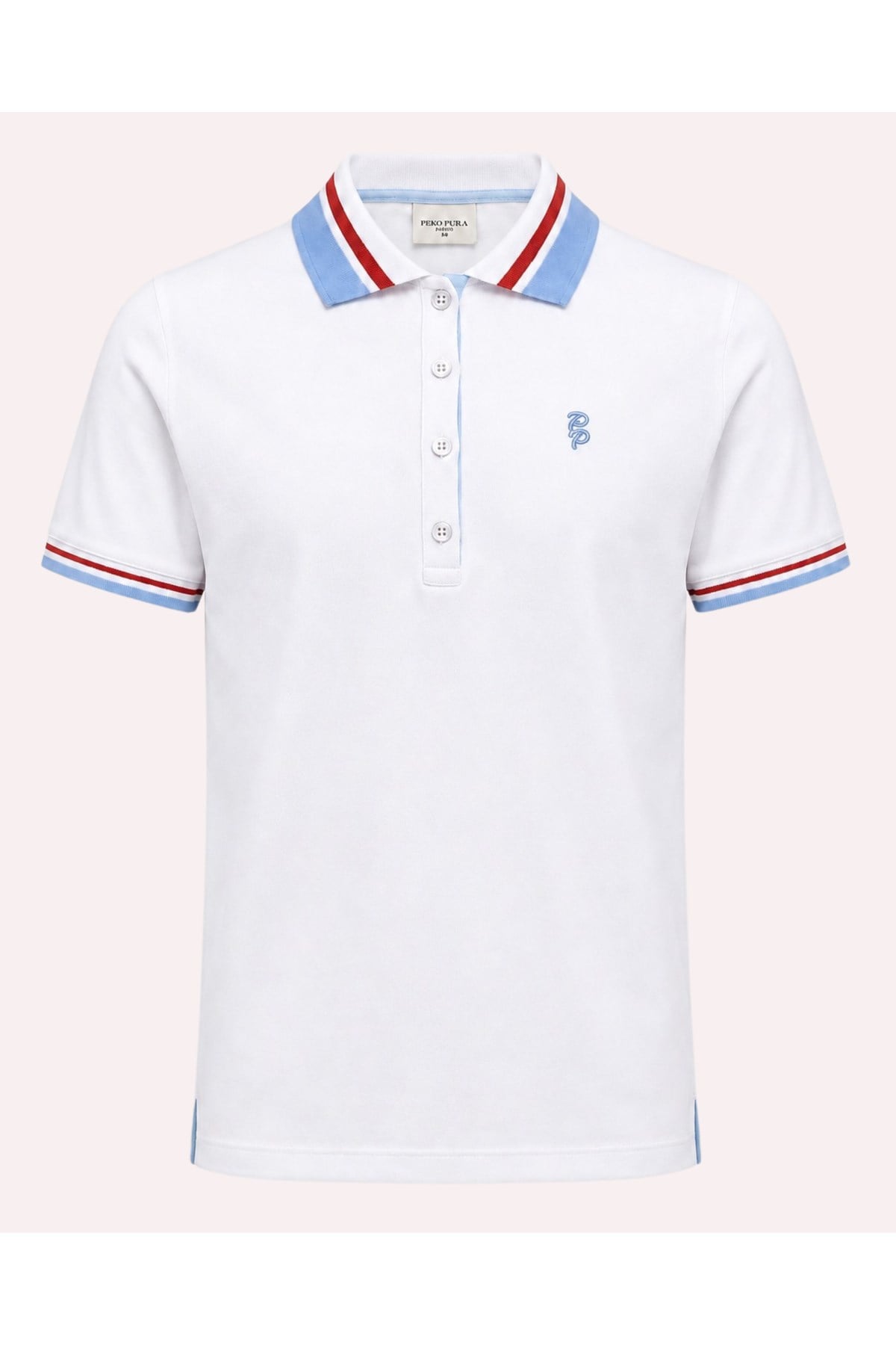 Kadın PP Eva Nakış Detaylı Ayaksız Yaka Slim Fit Polo Yaka T-Shirt