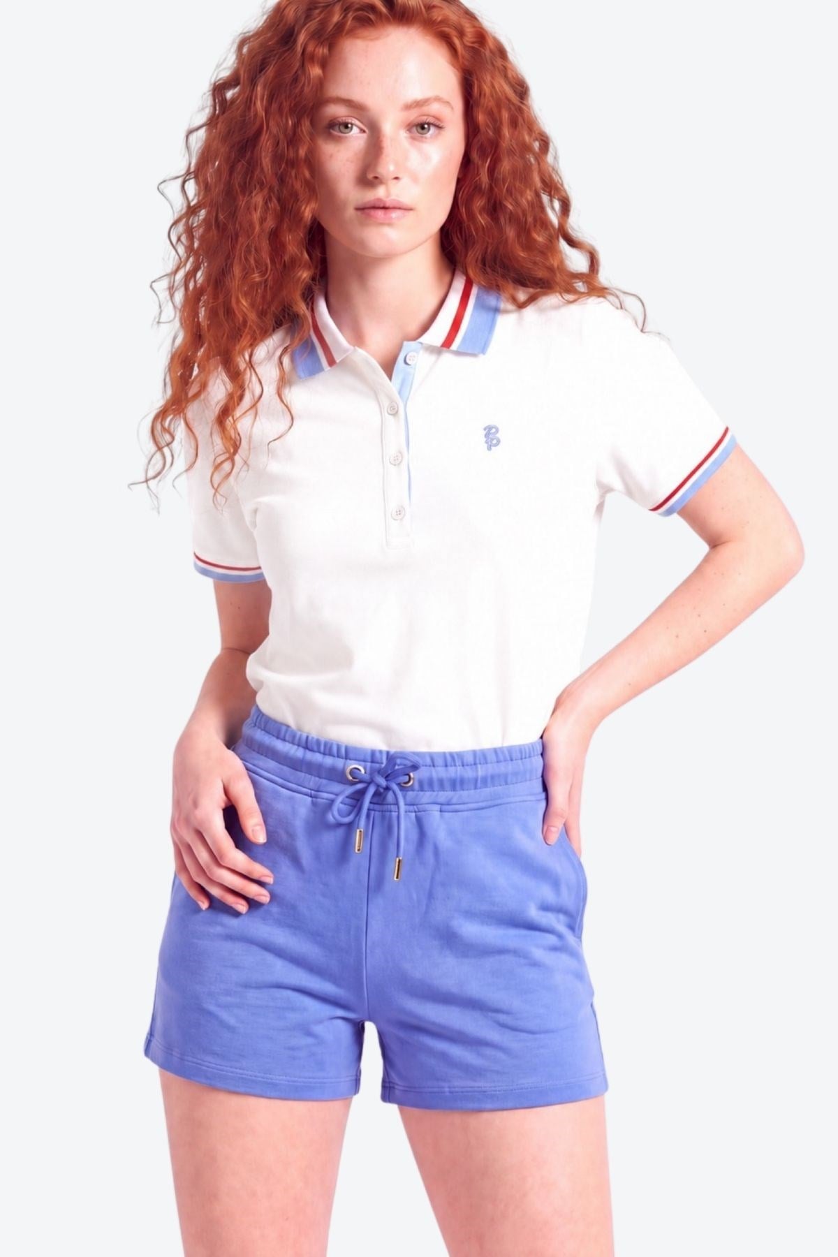 Kadın PP Eva Nakış Detaylı Ayaksız Yaka Slim Fit Polo Yaka T-Shirt