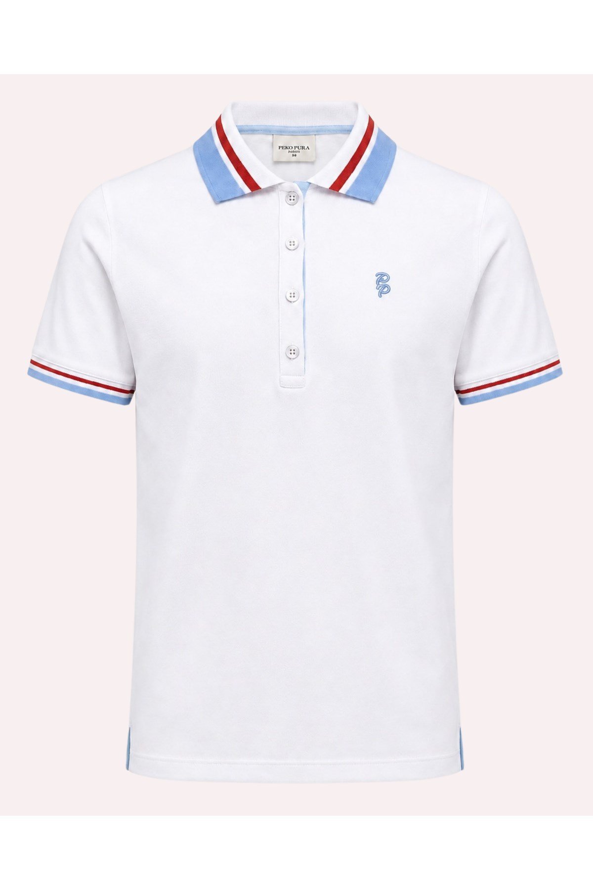 Kadın PP Eva Nakış Detaylı Ayaksız Yaka Slim Fit Polo Yaka T-Shirt