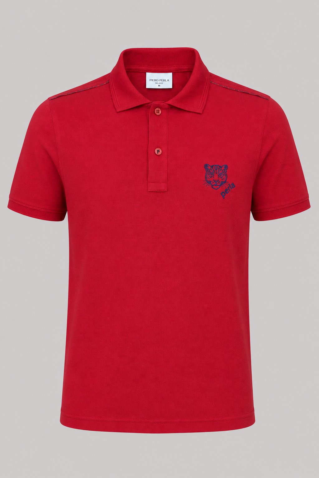 Kontür Jaguar Nakış Detaylı Slim Fit Erkek Polo Yaka Kırmızı T-Shirt