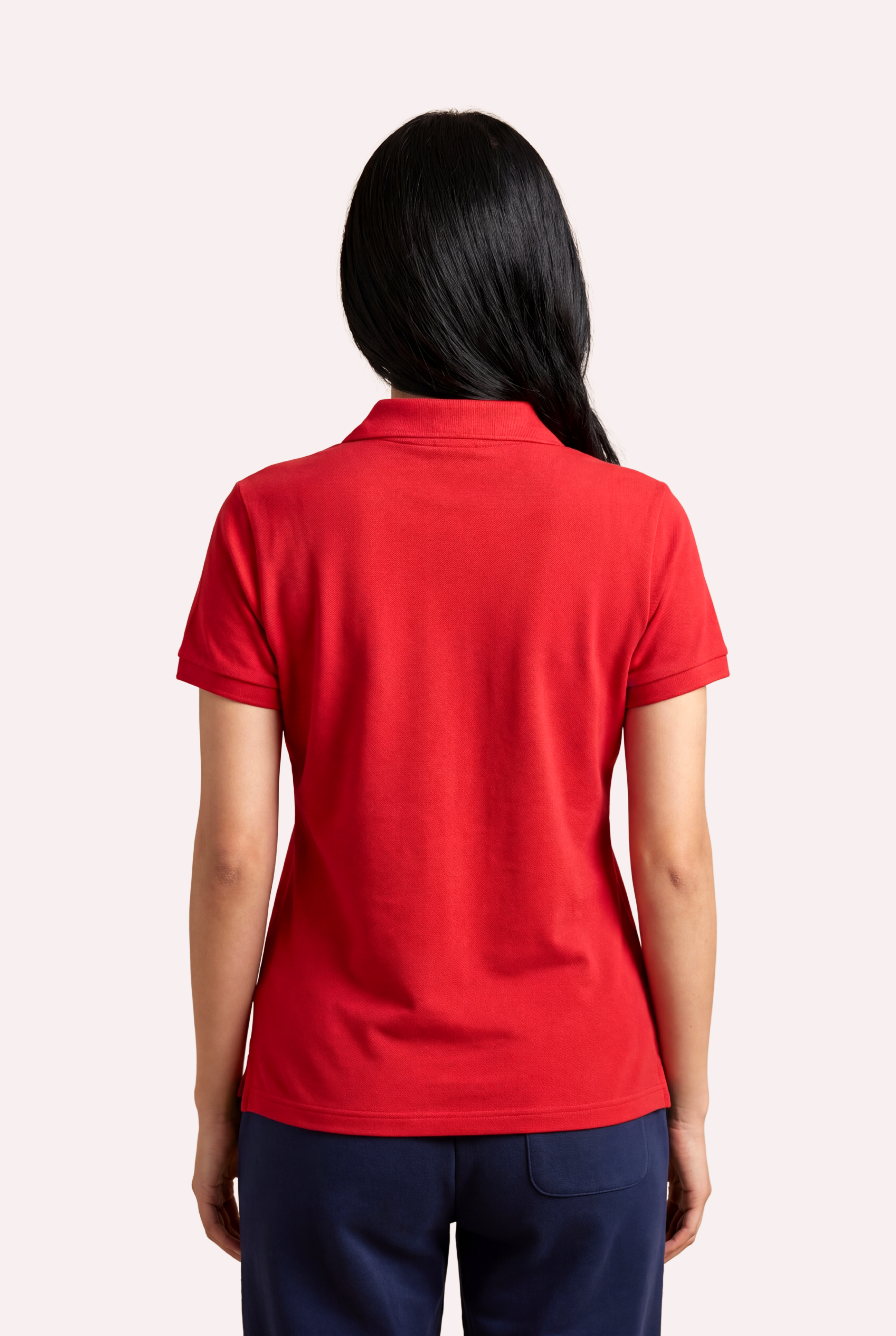 Kontür Jaguar Nakış Detaylı Slim Fit Kadın Kırmızı Polo Yaka T-Shirt