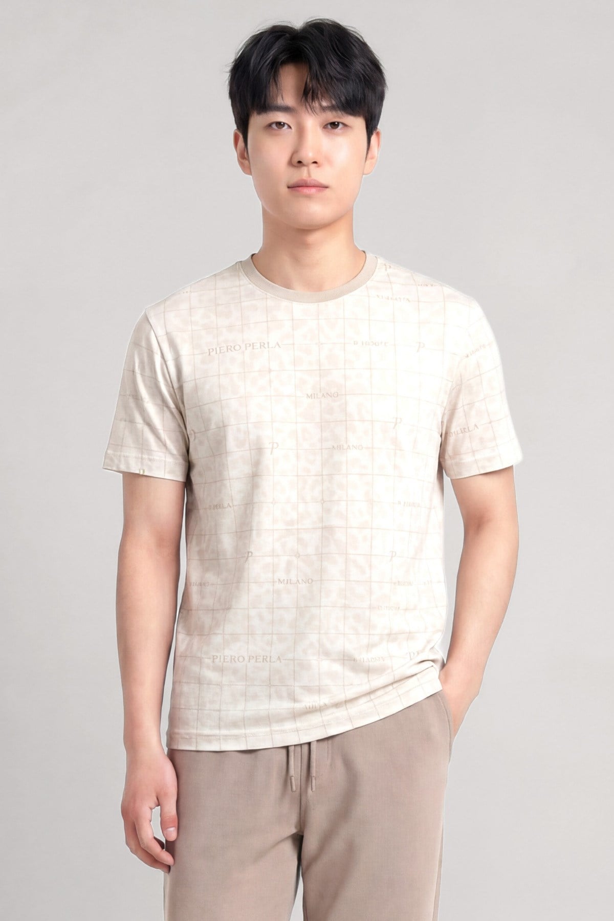 Milano Koordinat Baskı Detaylı,Bisiklet Yaka Slim Fit Erkek T-Shirt