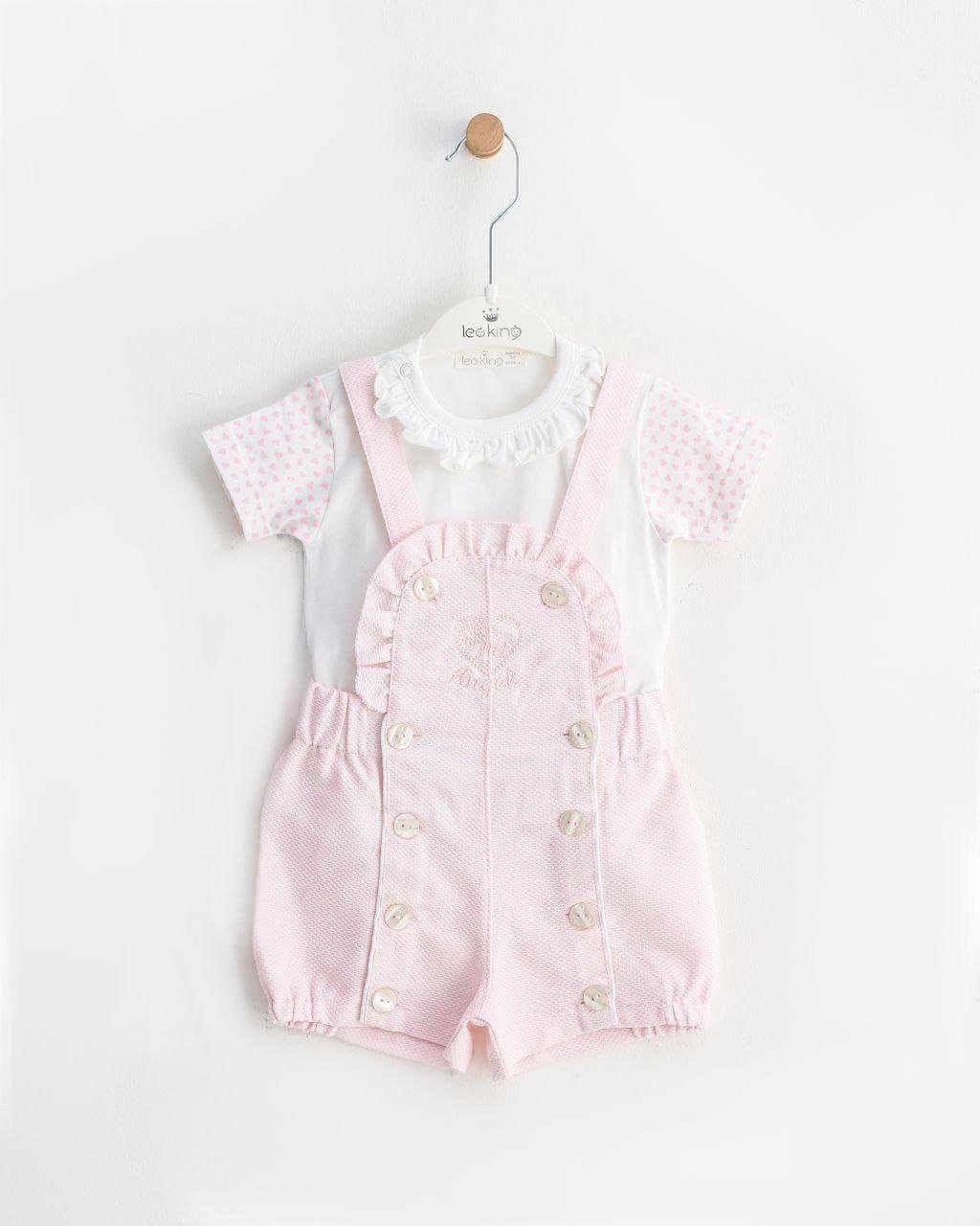 Kız Bebek Body'li Açık Pembe Salopet 2 li Takım