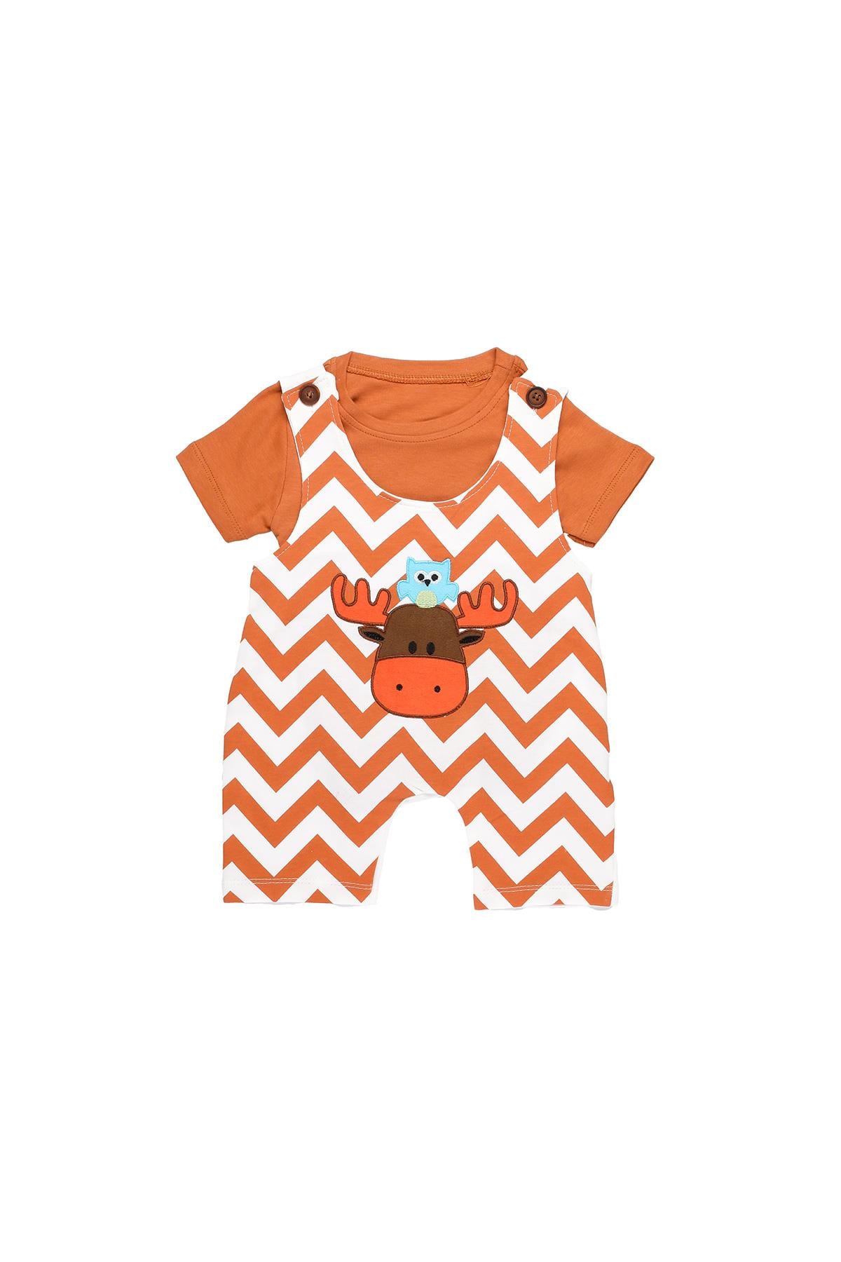 Mimbo Kids Erkek Bebek Geyikli Tulum Tişört 2'li Takım