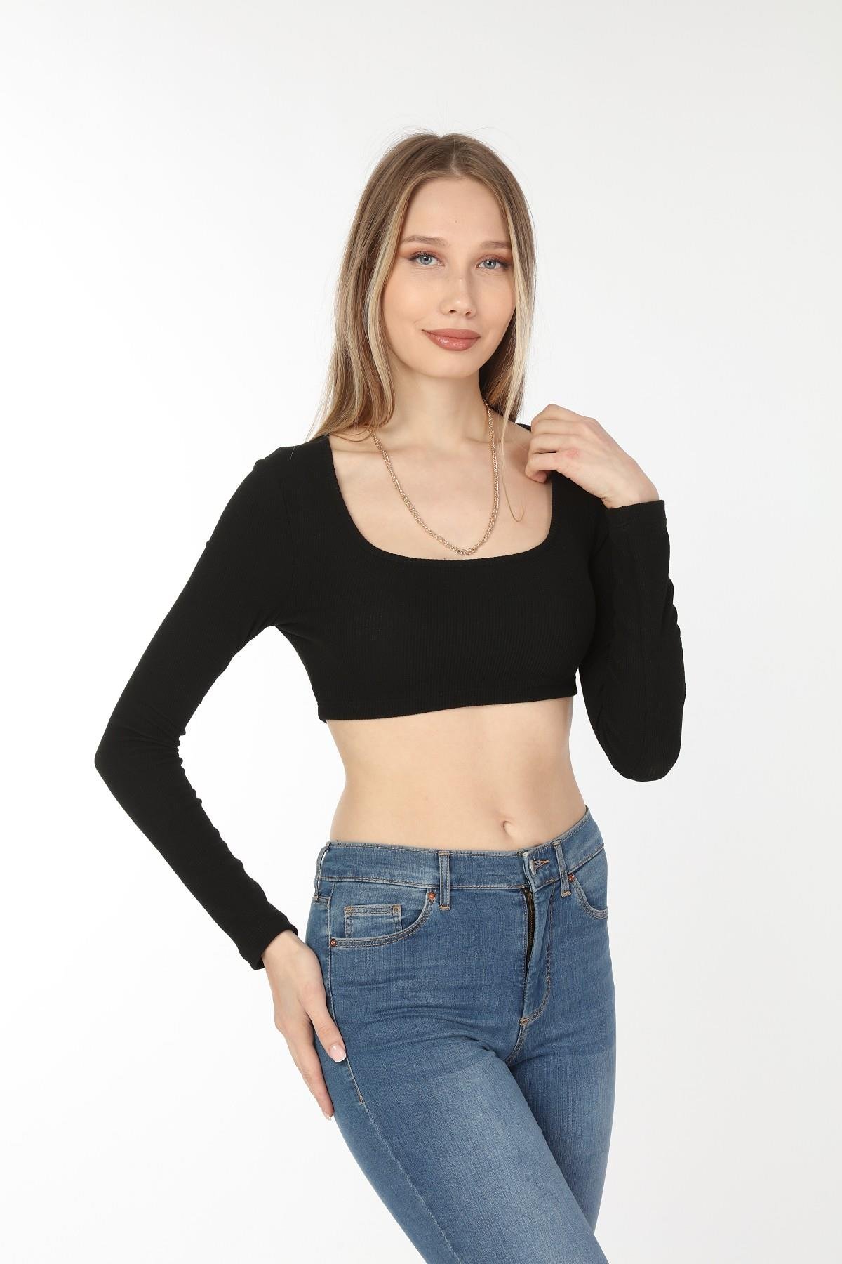 KARE YAKA SÜPER CROP TOP