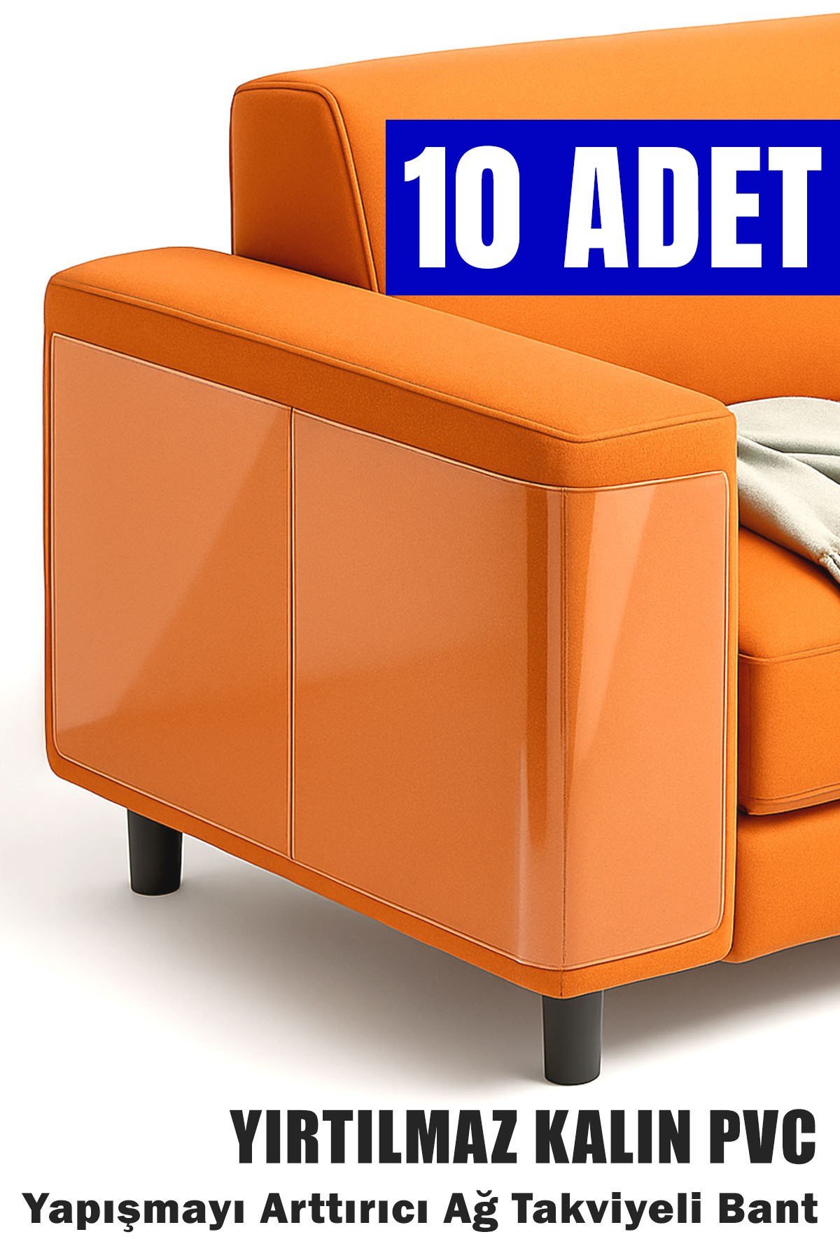 10 Adet Kedi Koltuk Tırmalama Koruyucu 20x50 Cm Şeffaf Yapışkanlı Mobilya Tırmalama Önleyici Bandı