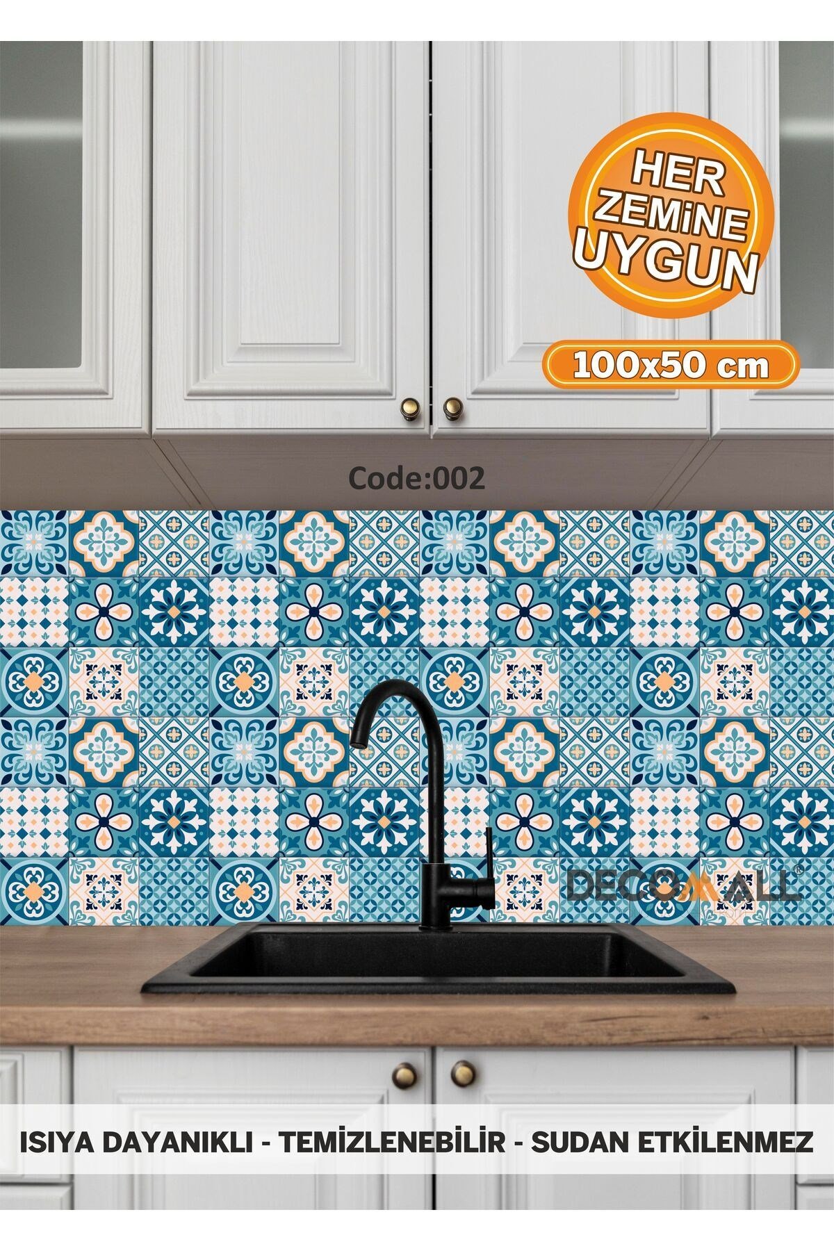 2 Code YAPIŞKANLI DESENLİ FOLYO DUVAR DOLAP MUTFAK TEZGAH ARASI FOLYO KAPLAMA(50x100cm)