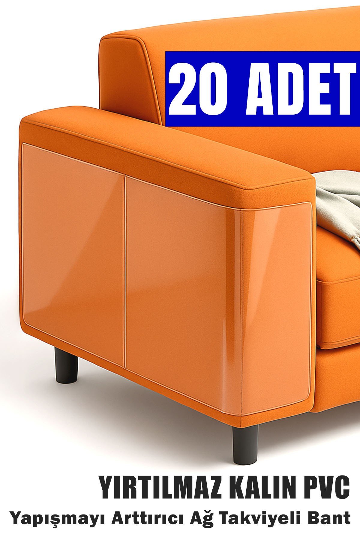 20 ADET Kedi Koltuk Tırmalama Koruyucu Şeffaf Yapışkanlı Mobilya Tırmalama Önleyici Bandı 20x50 Cm