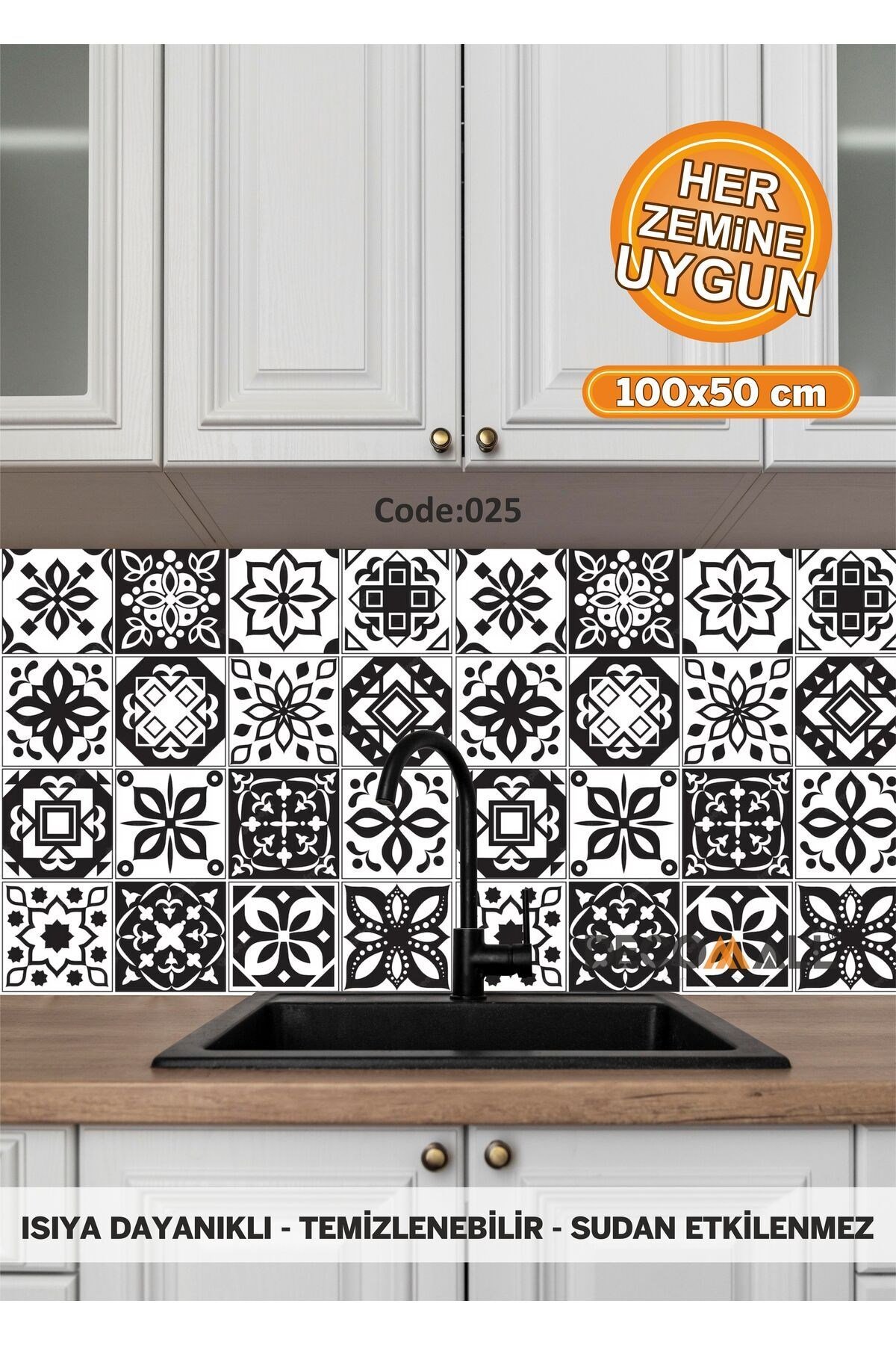 25 Code YAPIŞKANLI DESENLİ FOLYO DUVAR DOLAP MUTFAK TEZGAH ARASI FOLYO KAPLAMA(50x100cm)