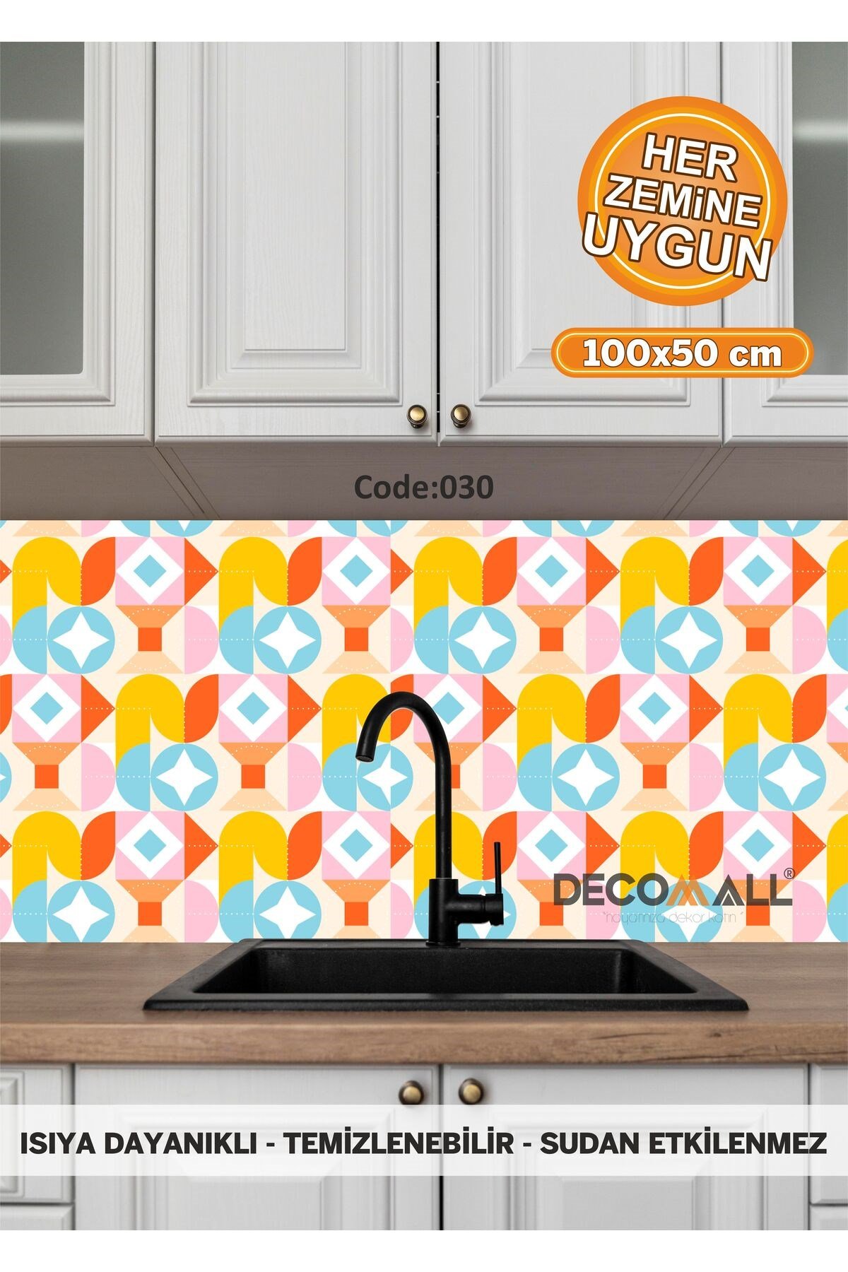 30 Code YAPIŞKANLI DESENLİ FOLYO DUVAR DOLAP MUTFAK TEZGAH ARASI FOLYO KAPLAMA(50x100cm)