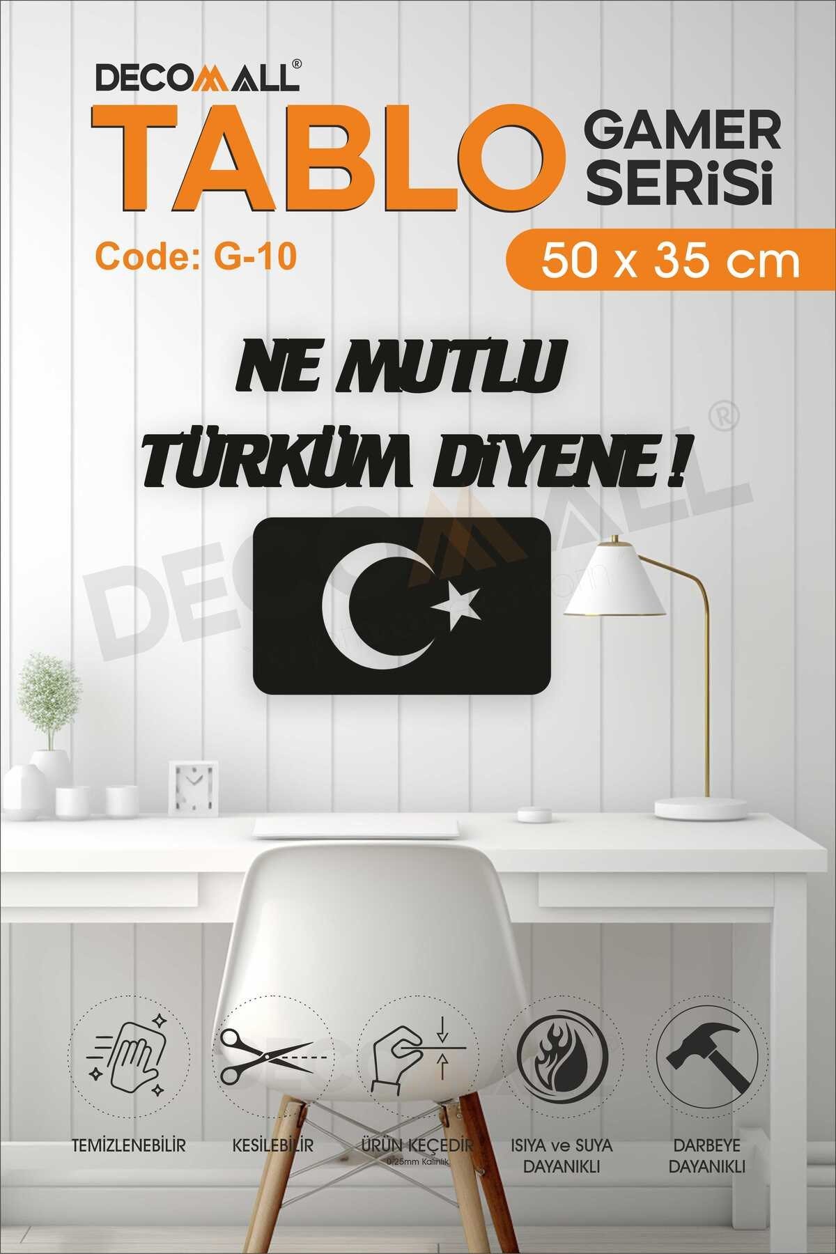 AY YILDIZ MOTİFLİ NE MUTLU TÜRKÜM DİYENE Duvar Dekor Tablosu GAMER TABLO