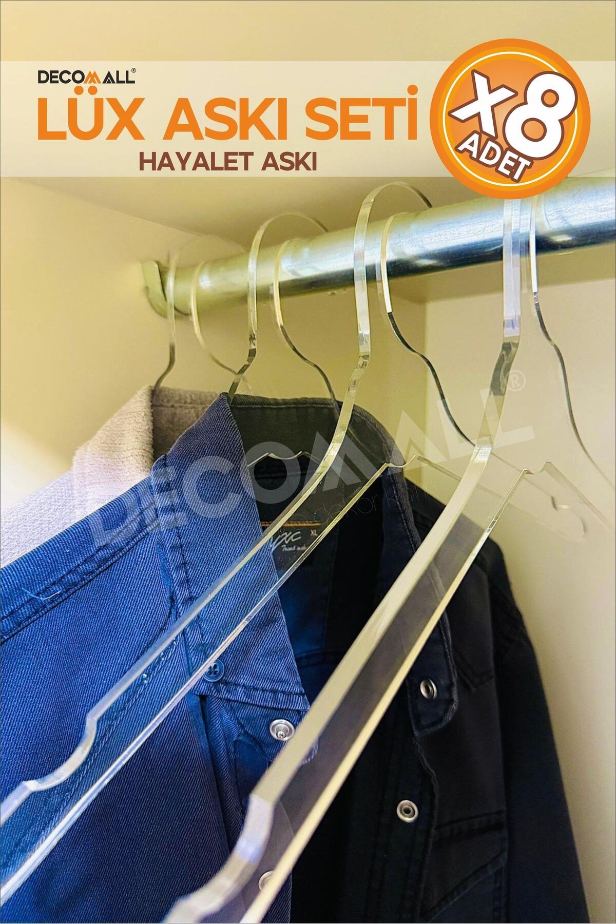 Hayalet Şeffaf Askı Süper Lüx Askı Seti Kalın Askı Seti Modern Askı