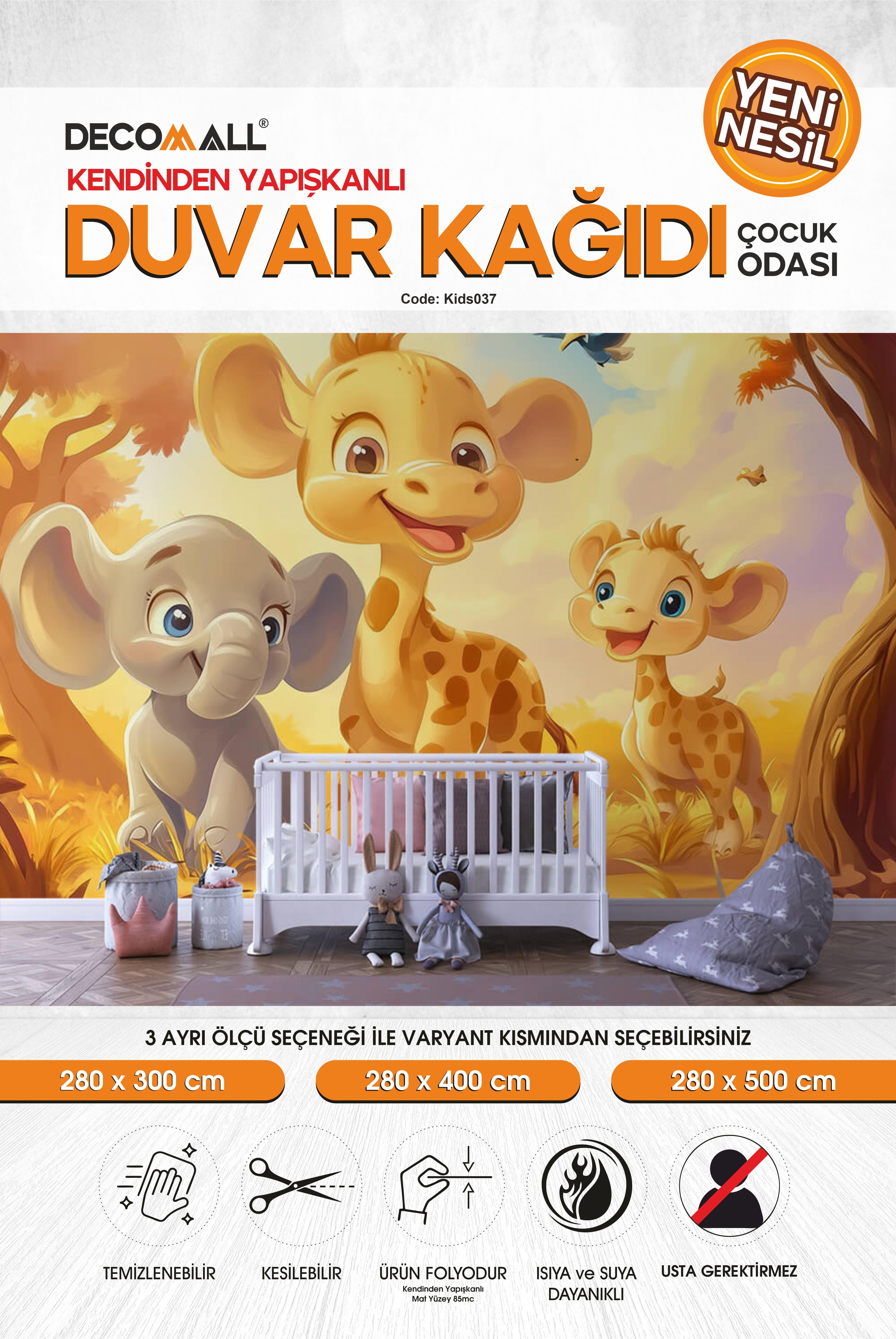 kids037 Yeni Nesil Kendinden Yapışkanlı Çocuk Odası Duvar Kağıdı Duvar Posteri Yapışkanlı 