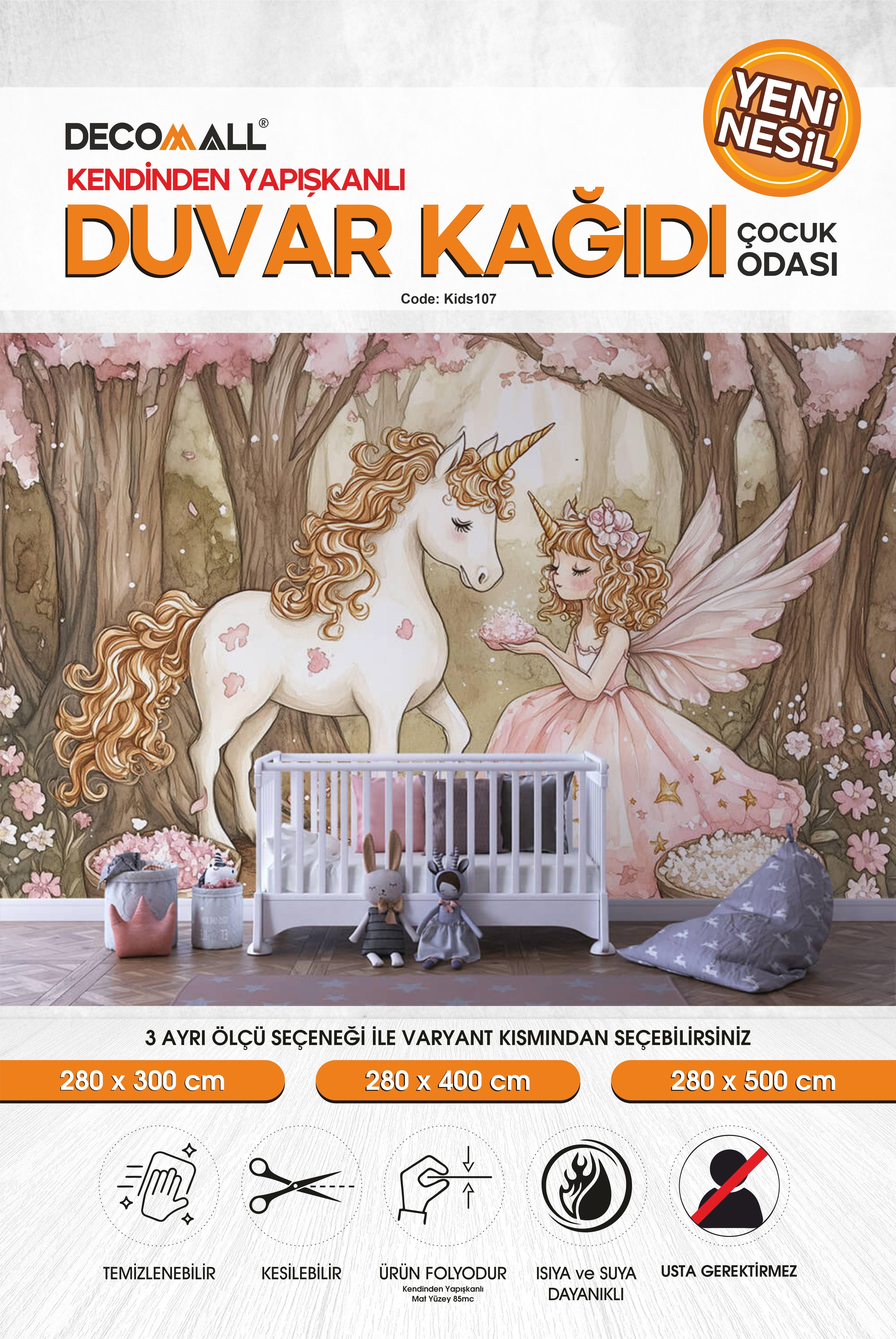 kids107 Yeni Nesil Kendinden Yapışkanlı Çocuk Odası Duvar Kağıdı Duvar Posteri Yapışkanlı 