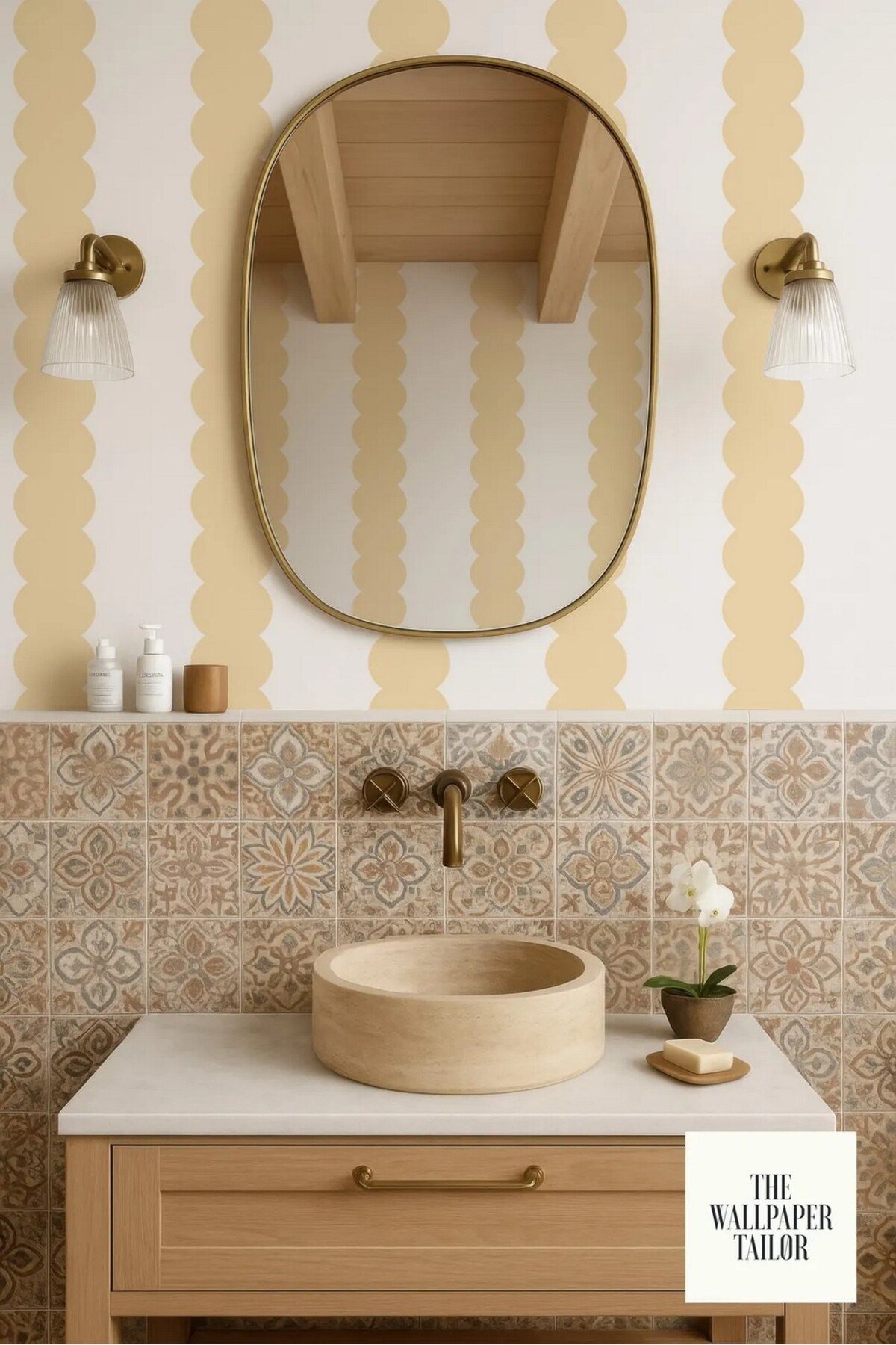 (PP-158) Kemerli Çizgili Yarım Duvar Sticker – Bebek Çocuk Odası Kendinden Yapışkanlı Duvar Kaplama