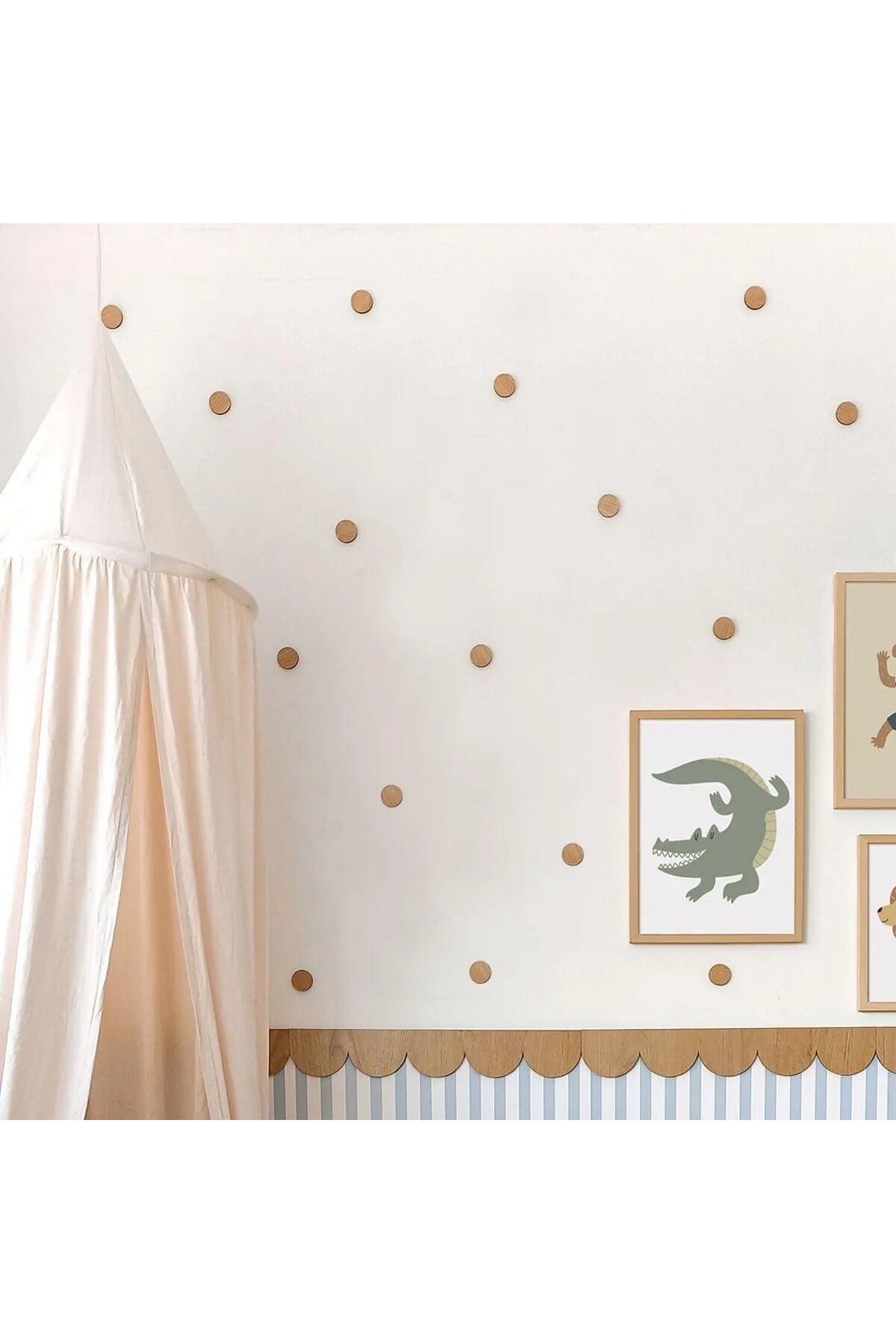 (PP-55) Bebek ve Çocuk Odası Ahşap Yuvarlak Duvar Dekoru – 3 mm Kabartmalı 30Adet