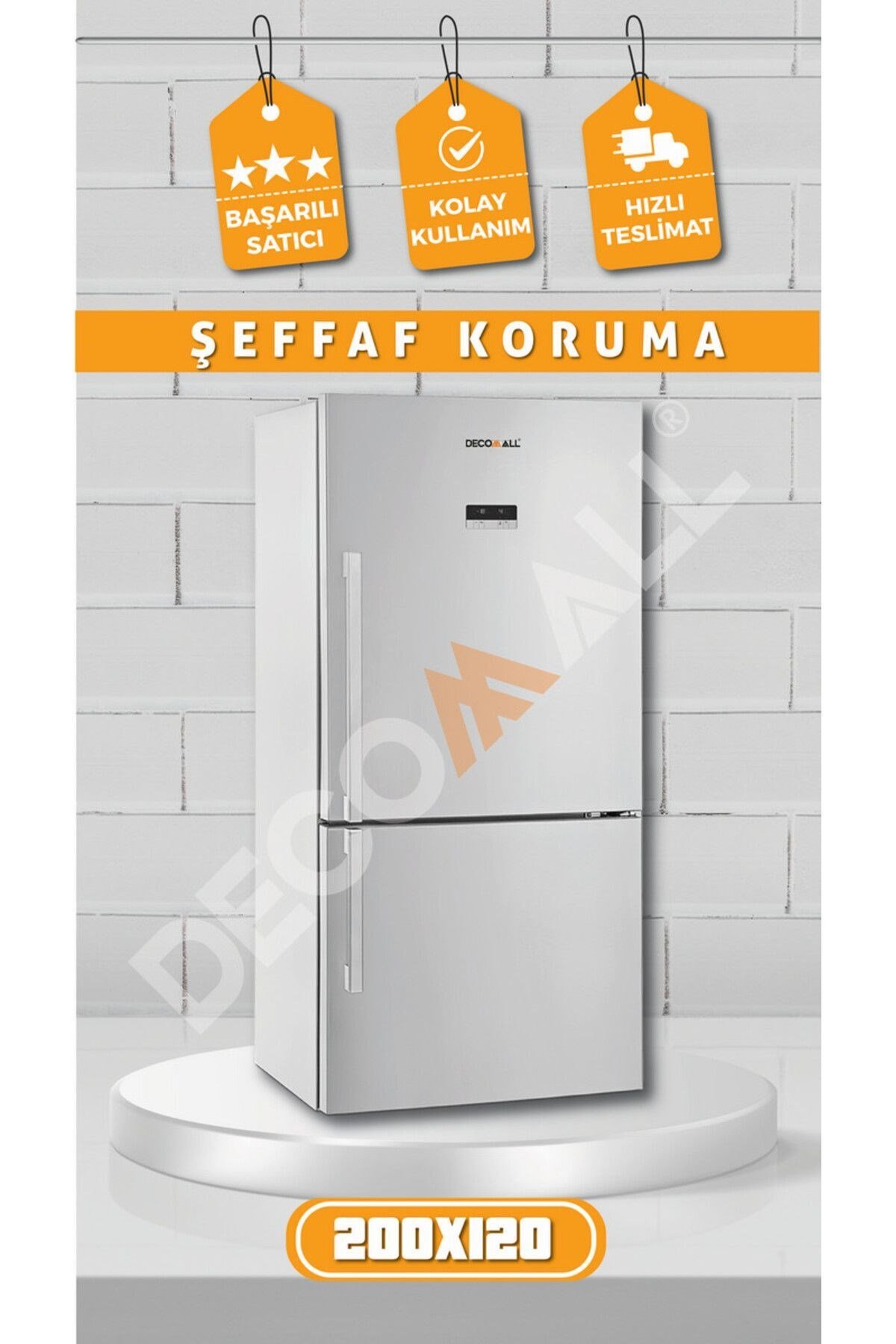 ŞEFFAF KORUMA Buzdolabı Beyaz Eşya Zemin Dolap Fayans Kaplama Kendinden Yapışkanlı Folyo (200x100)