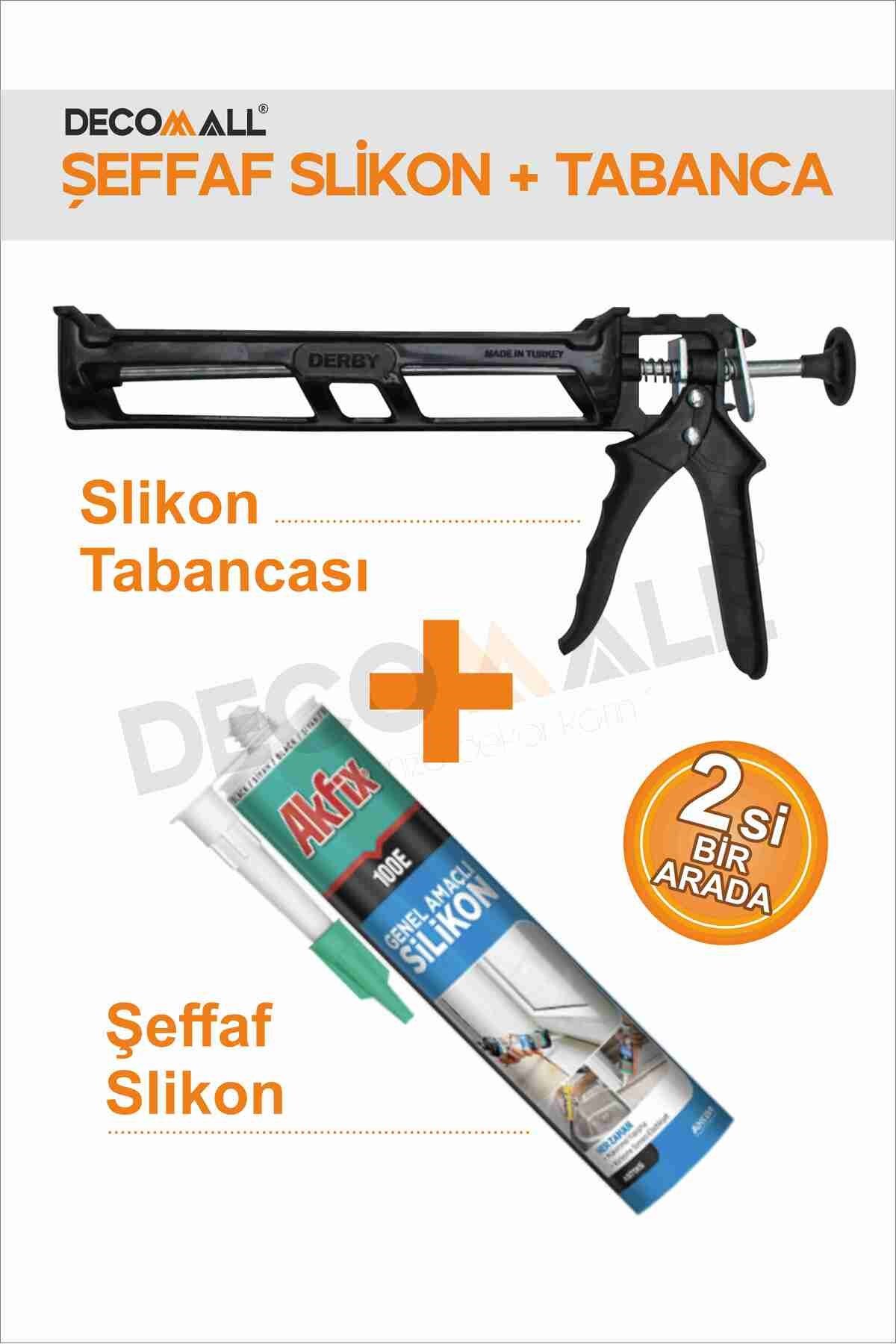 SS Plastik Silikon Tabancası + Şeffaf Slikon 2 si Bir Arada Uygulama Aparatı ve Silikonu