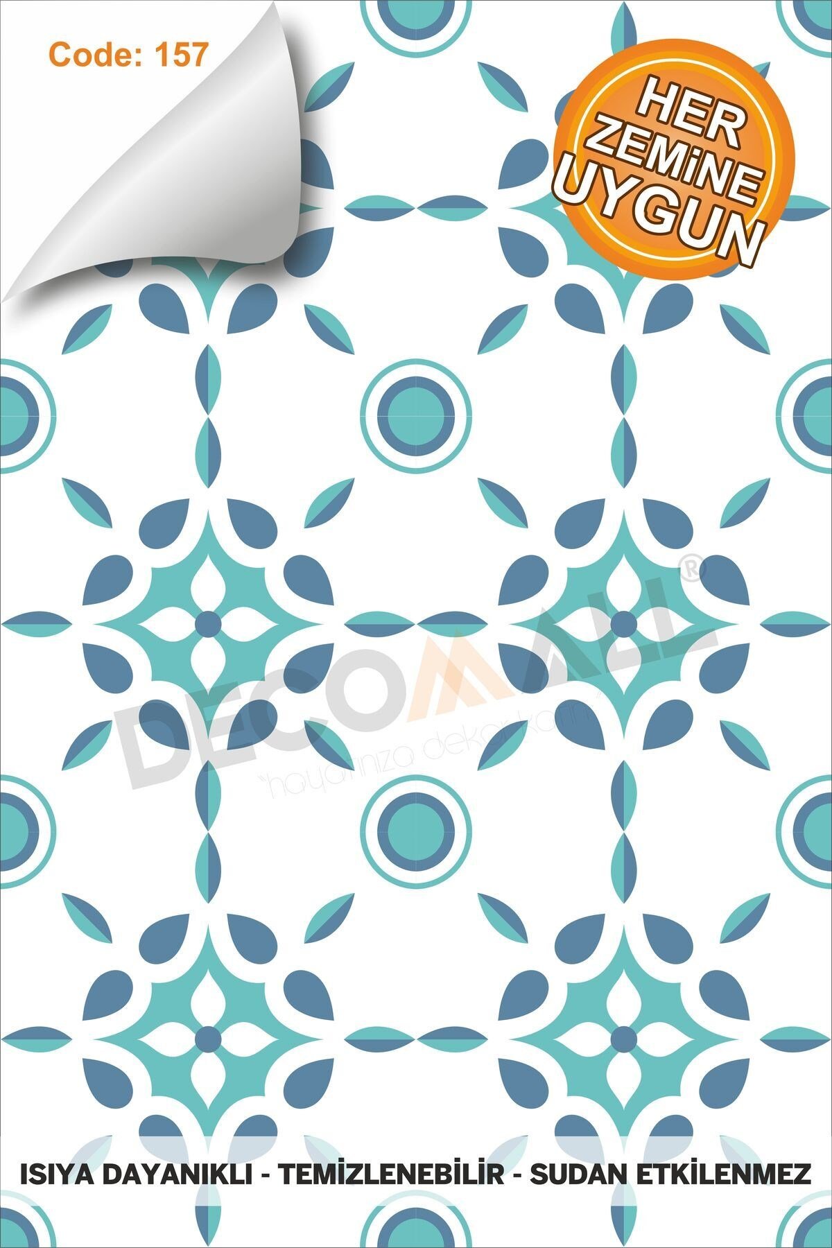 Suya Dayanıklı 100 x 100cm Mutfak Banyo Zemin Mermera Fayans Yapışkanlı Folyo (LAMİNASYONLU)Code157