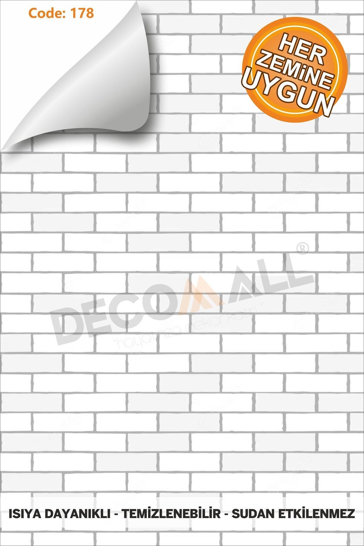 Suya Dayanıklı 50X100 CM Mutfak Banyo Zemin Mermer Mobilya Fayans Yapışkanlı Folyo Kaplama CODE 178