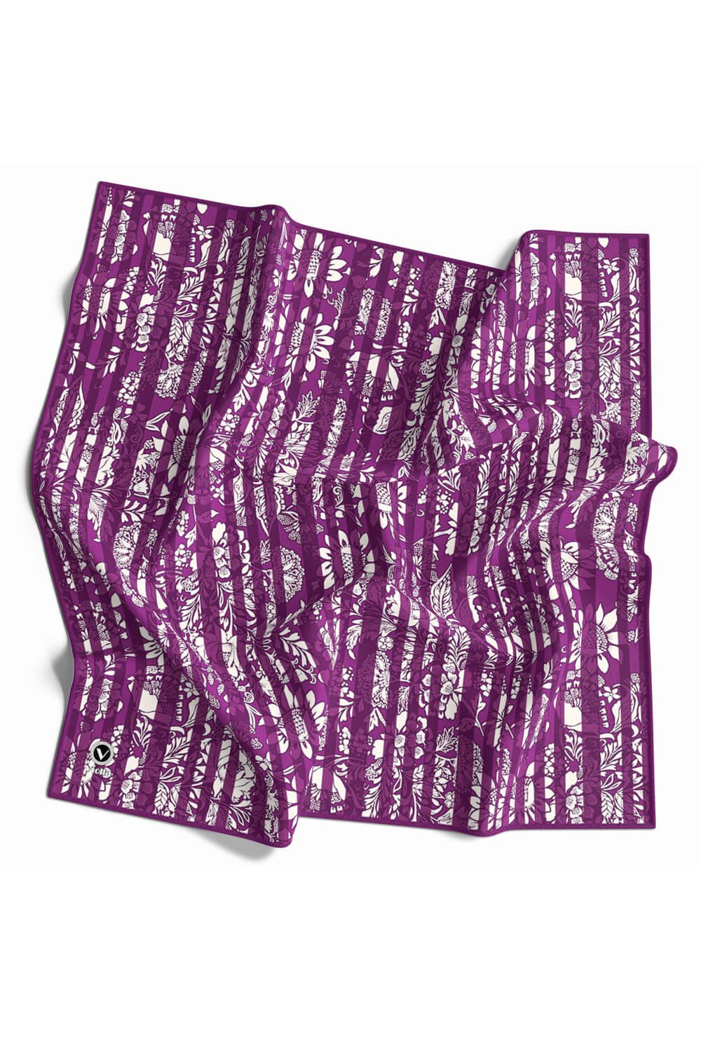 Twill Batik Şal Desenli Mürdüm Renkli 90x90 Eşarp (İpek İçermez) Kenar Dikiş Şekli El Dikişli